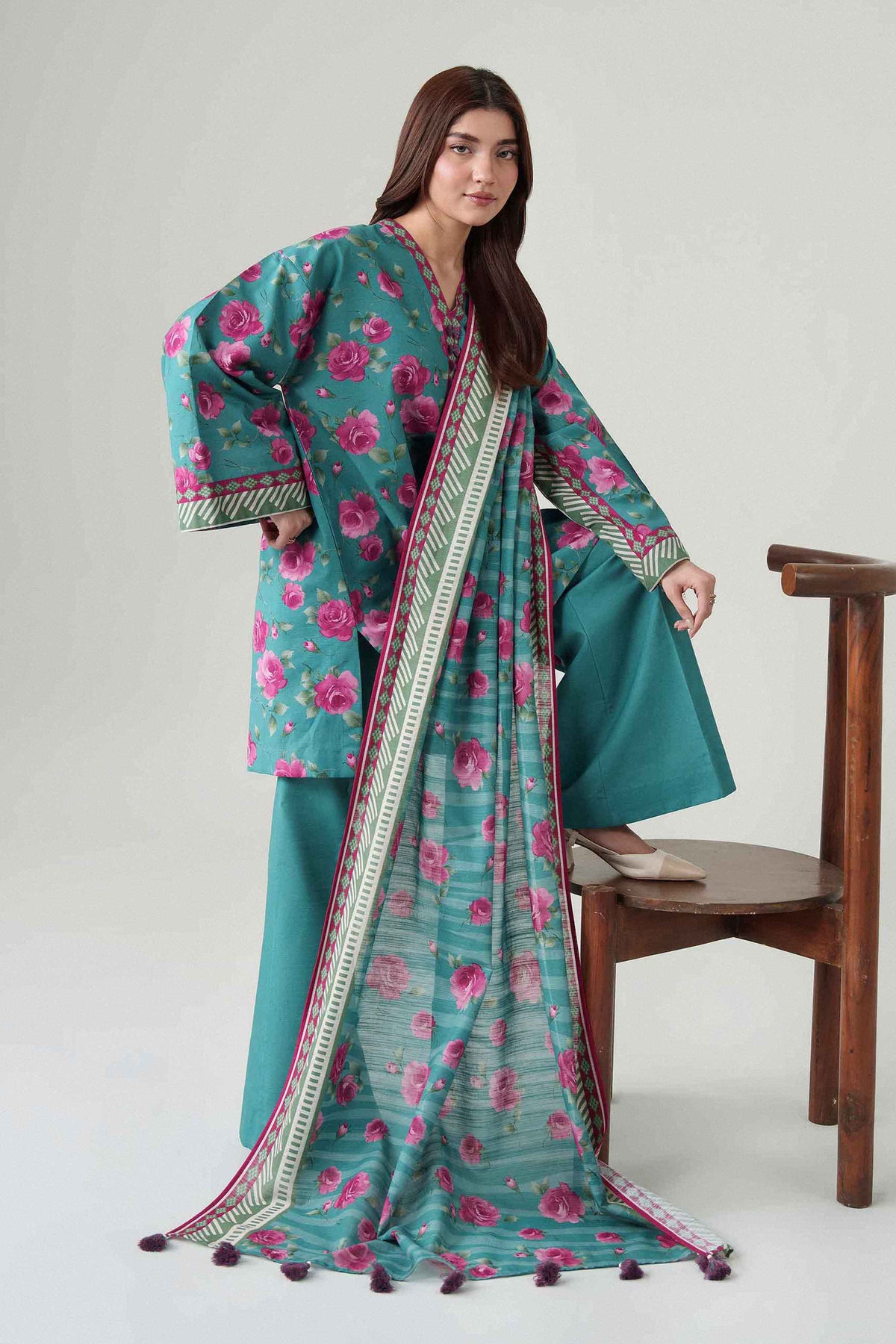 3 Piece - Dyed Printed Loose Fabric - 42604070