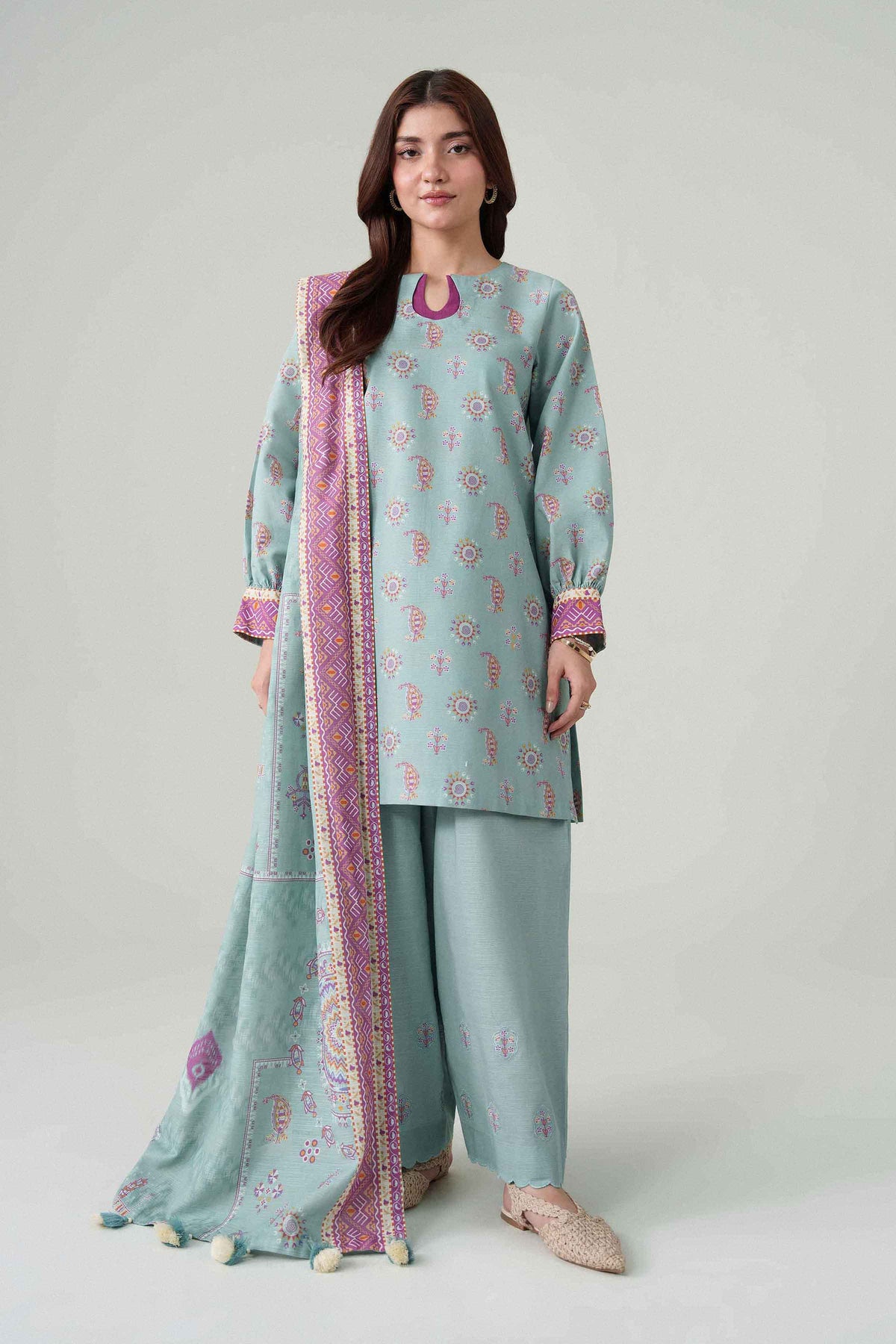 3 Piece - Dyed Printed Loose Fabric - 42604072