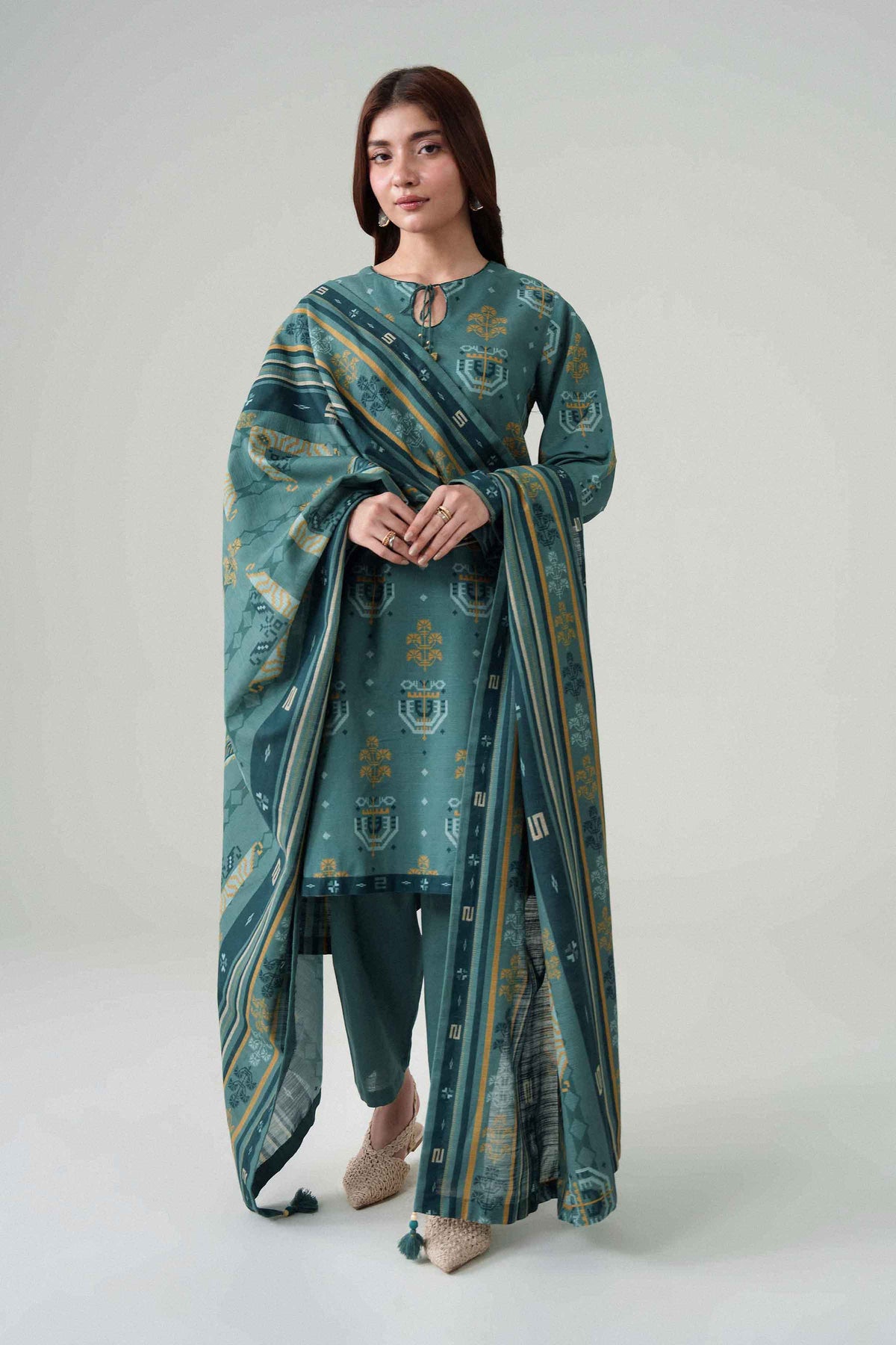 3 Piece - Dyed Printed Loose Fabric - 42604076