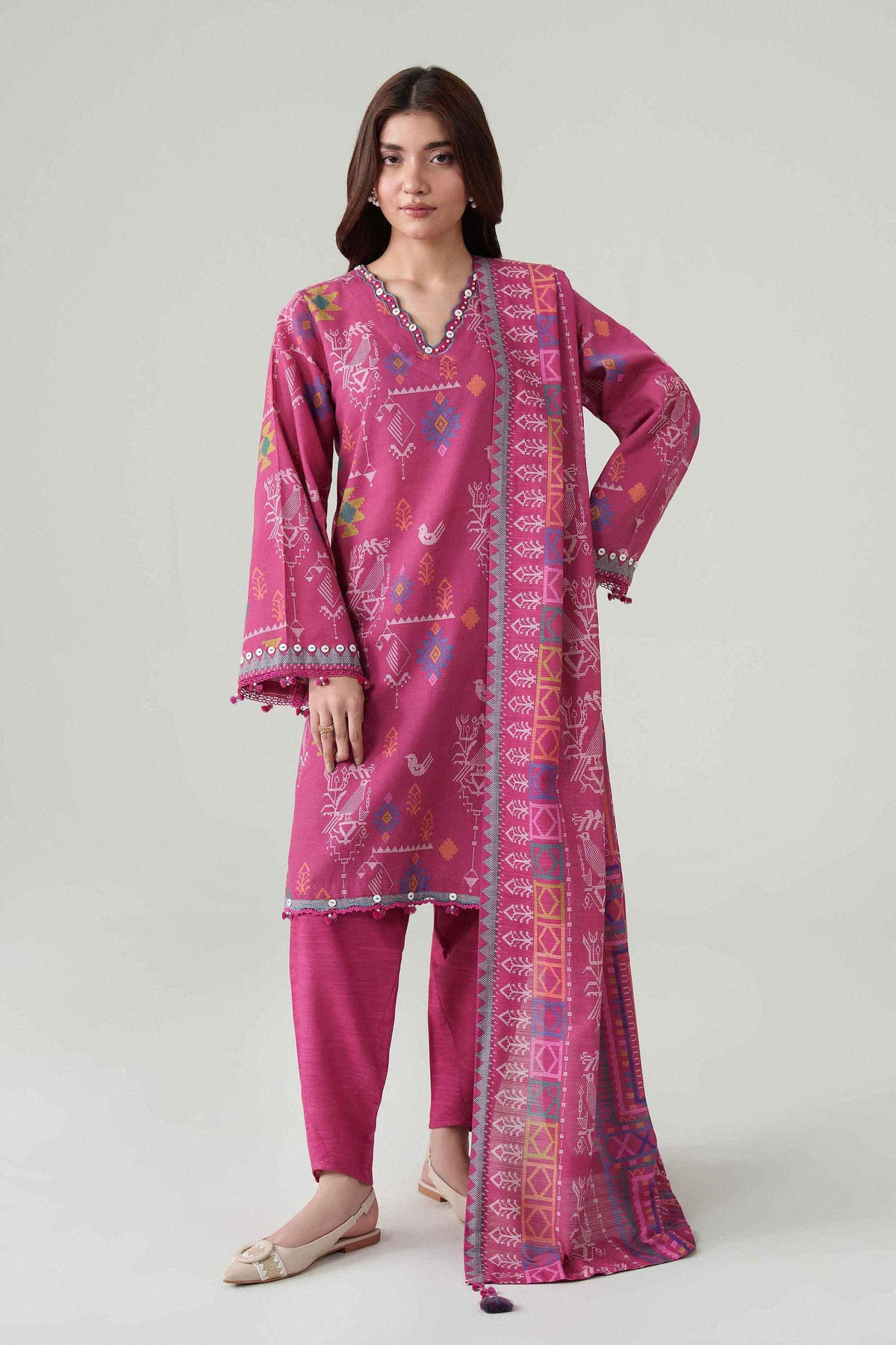 3 Piece - Dyed Printed Loose Fabric - 42604078