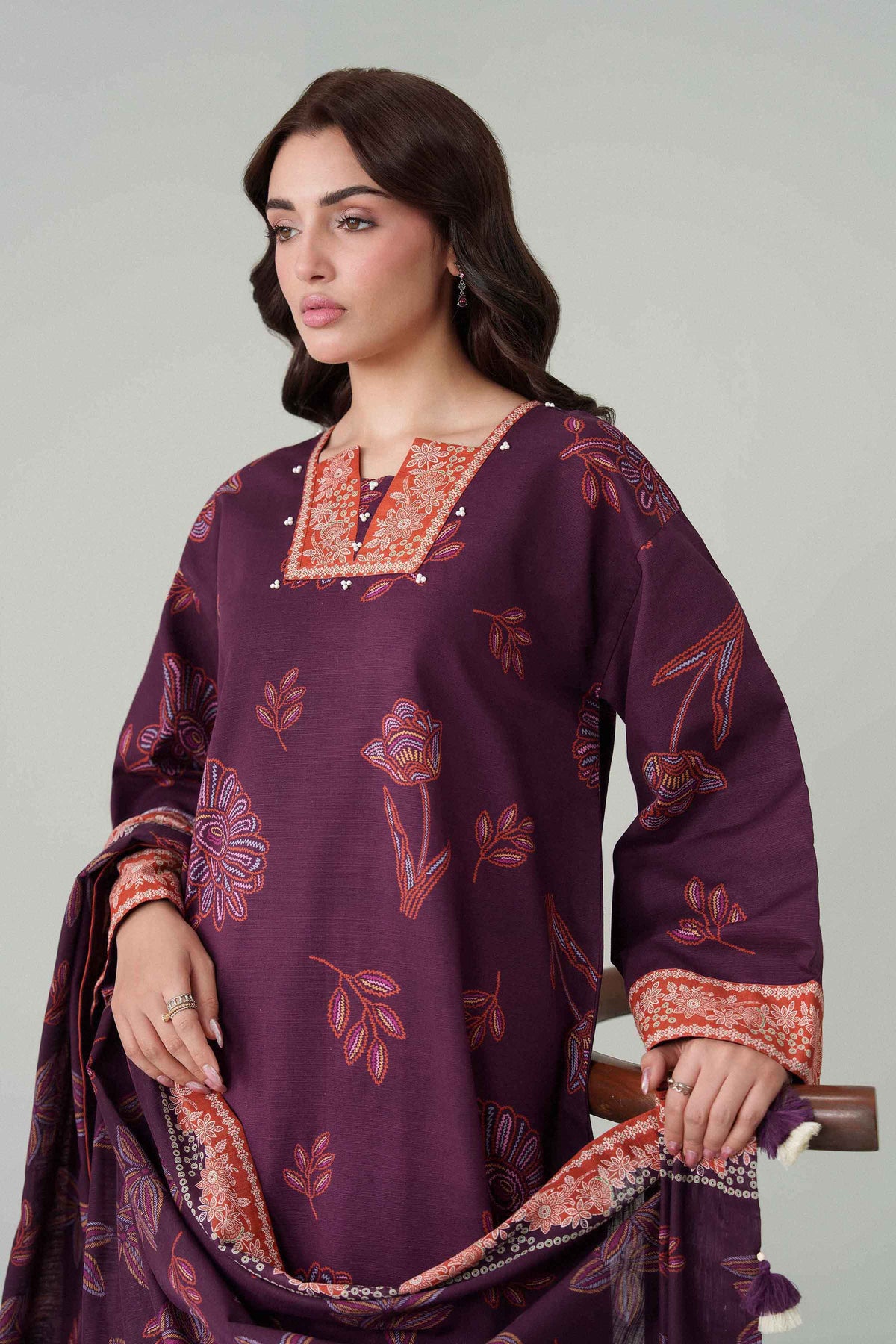 3 Piece - Dyed Printed Loose Fabric - 42604080