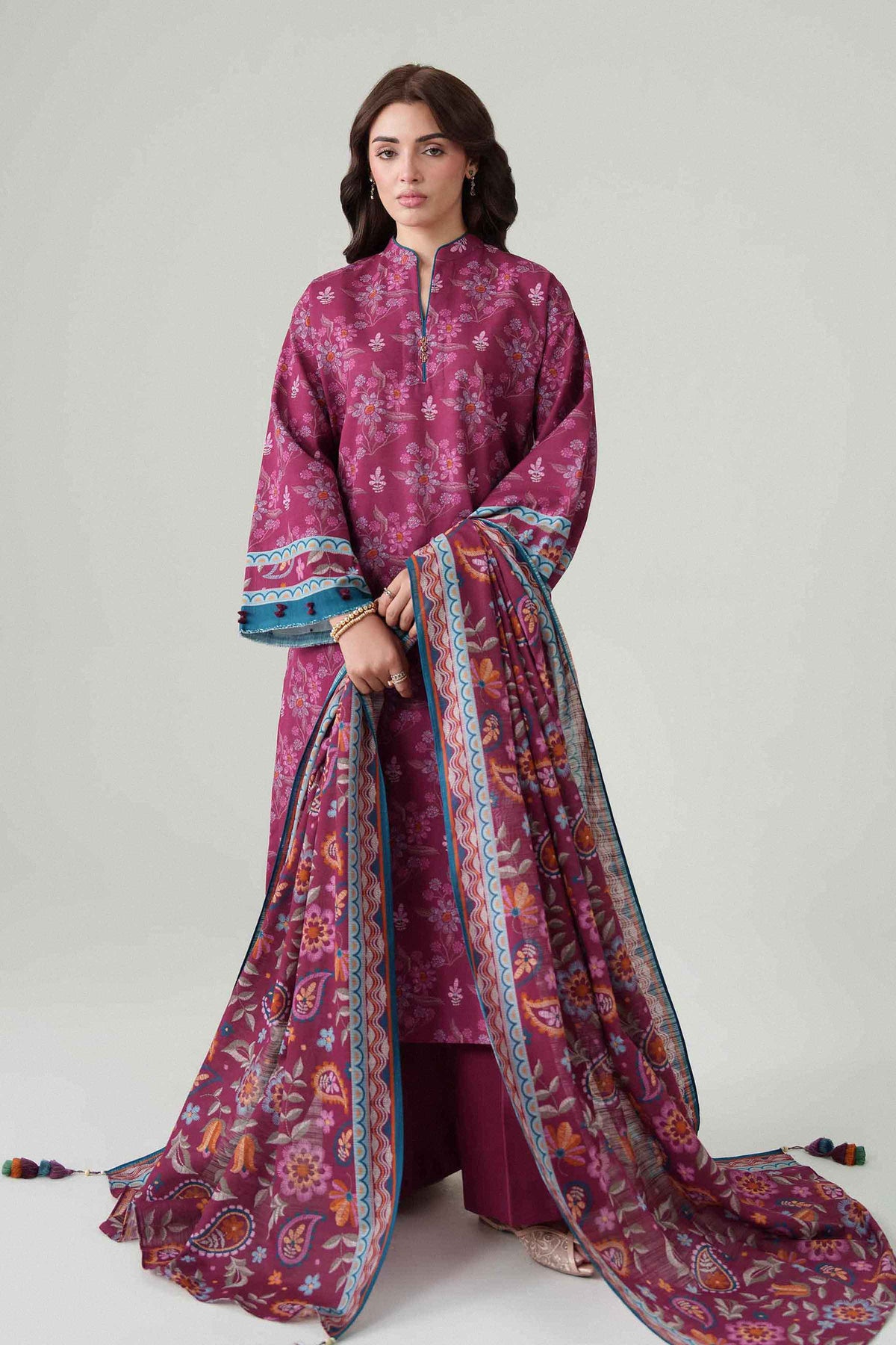 3 Piece - Dyed Printed Loose Fabric - 42604081