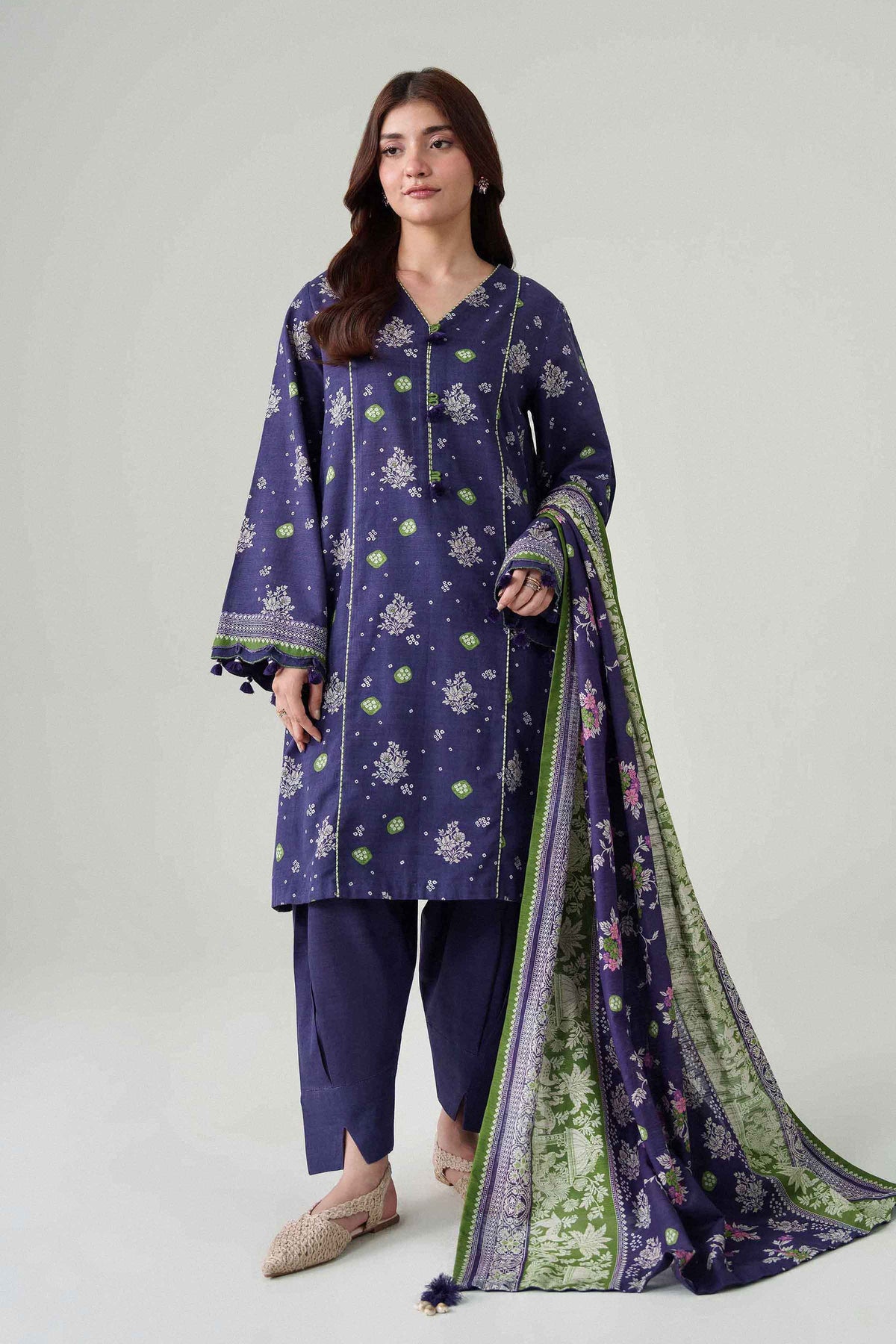3 Piece - Dyed Printed Loose Fabric - 42604086