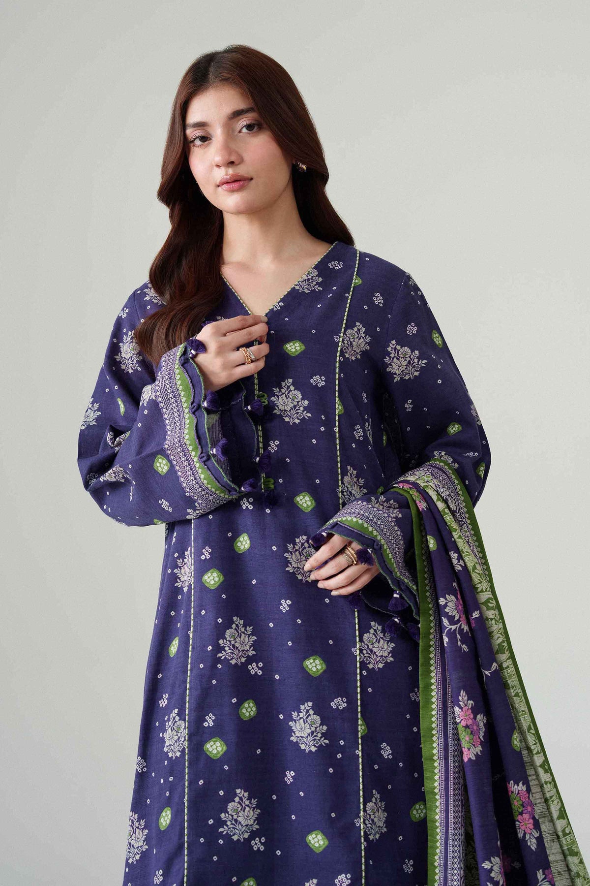 3 Piece - Dyed Printed Loose Fabric - 42604086