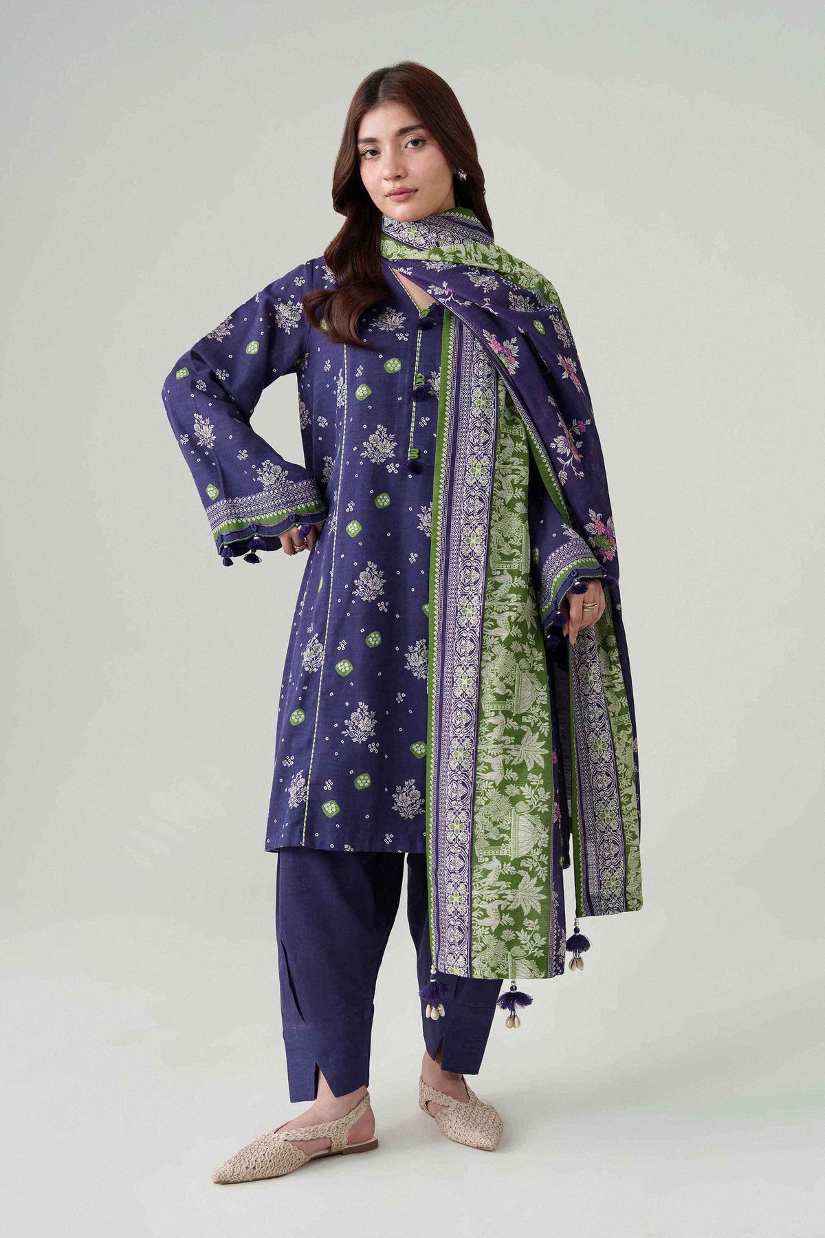 3 Piece - Dyed Printed Loose Fabric - 42604086