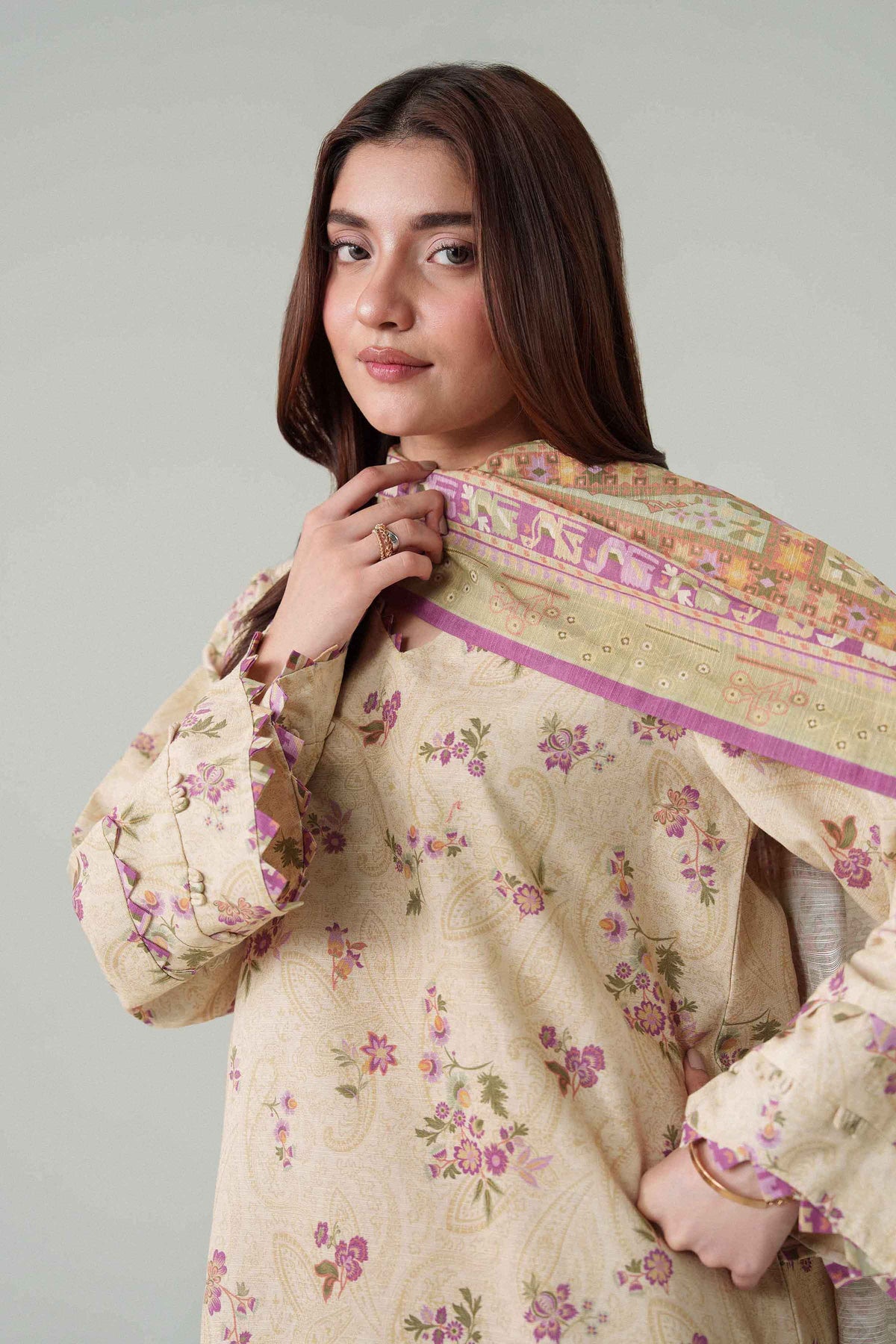 3 Piece - Dyed Printed Loose Fabric - 42604062
