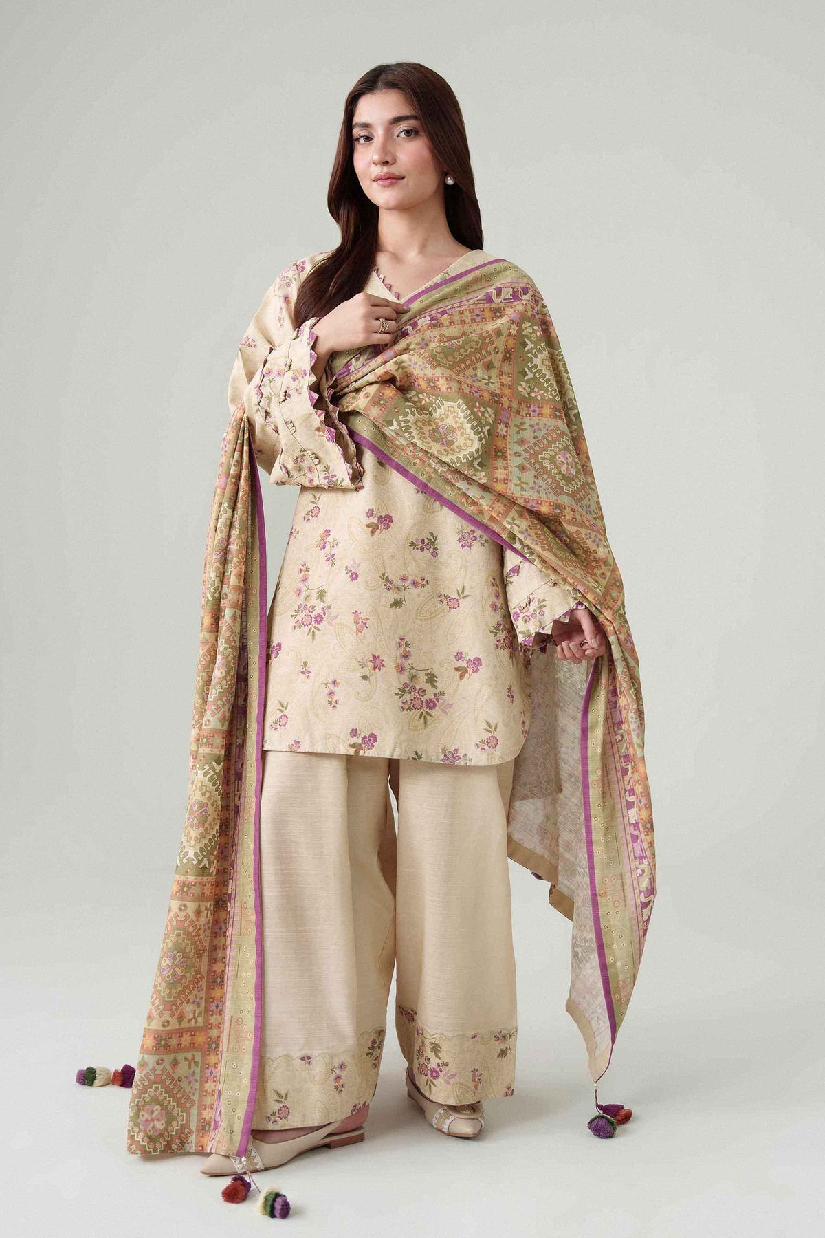 3 Piece - Dyed Printed Loose Fabric - 42604062