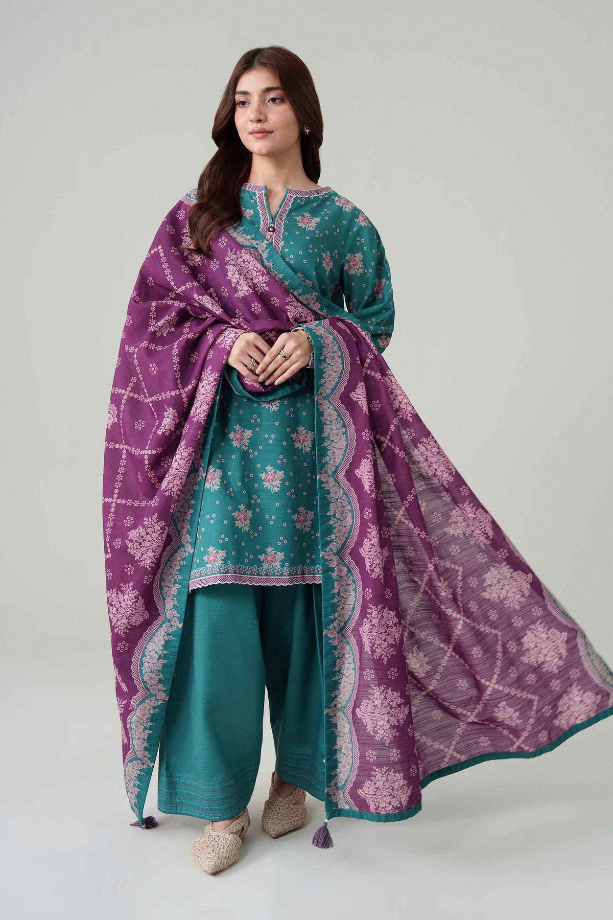3 Piece - Dyed Printed Loose Fabric - 42604089