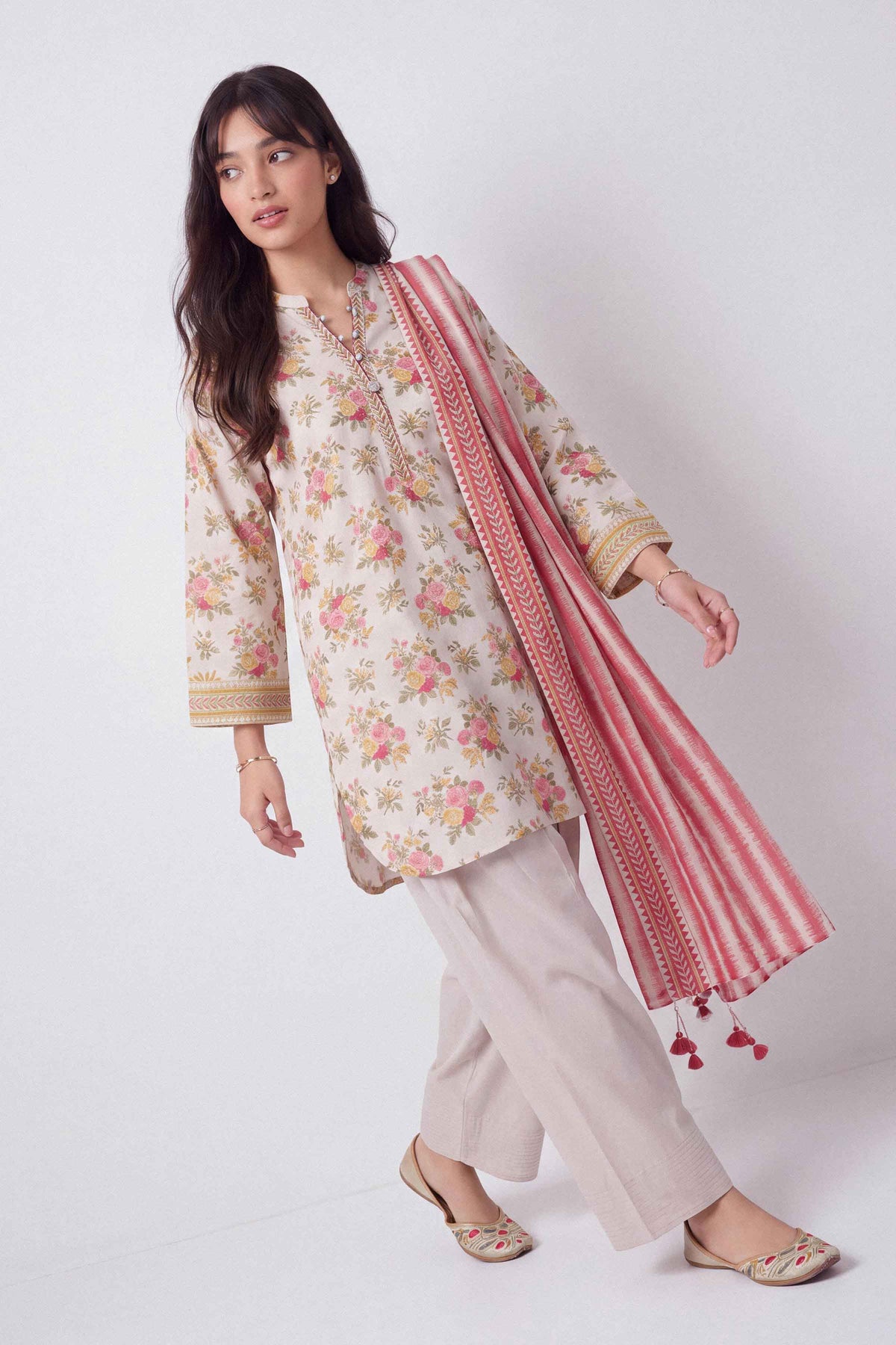 3 Piece - Dyed Printed Loose Fabric - 42604045 for Women - Fredoom To Buy Collection | Nishat | Shop Online