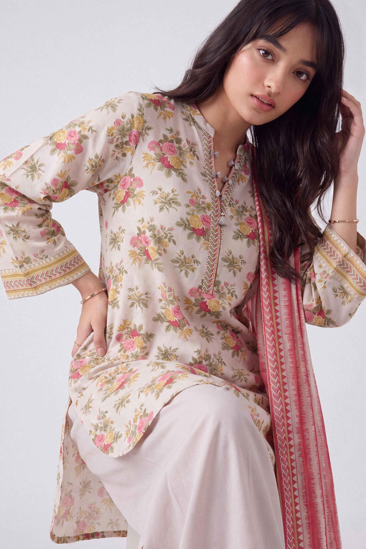 3 Piece - Dyed Printed Loose Fabric - 42604045 for Women - Fredoom To Buy Collection | Nishat | Shop Online