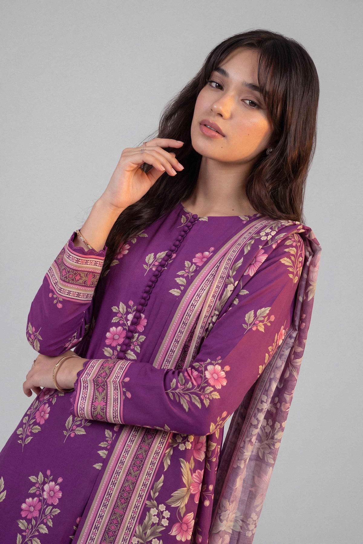 3 Piece - Dyed Printed Loose Fabric - 42604046 for Women - Fredoom To Buy Collection | Nishat | Shop Online