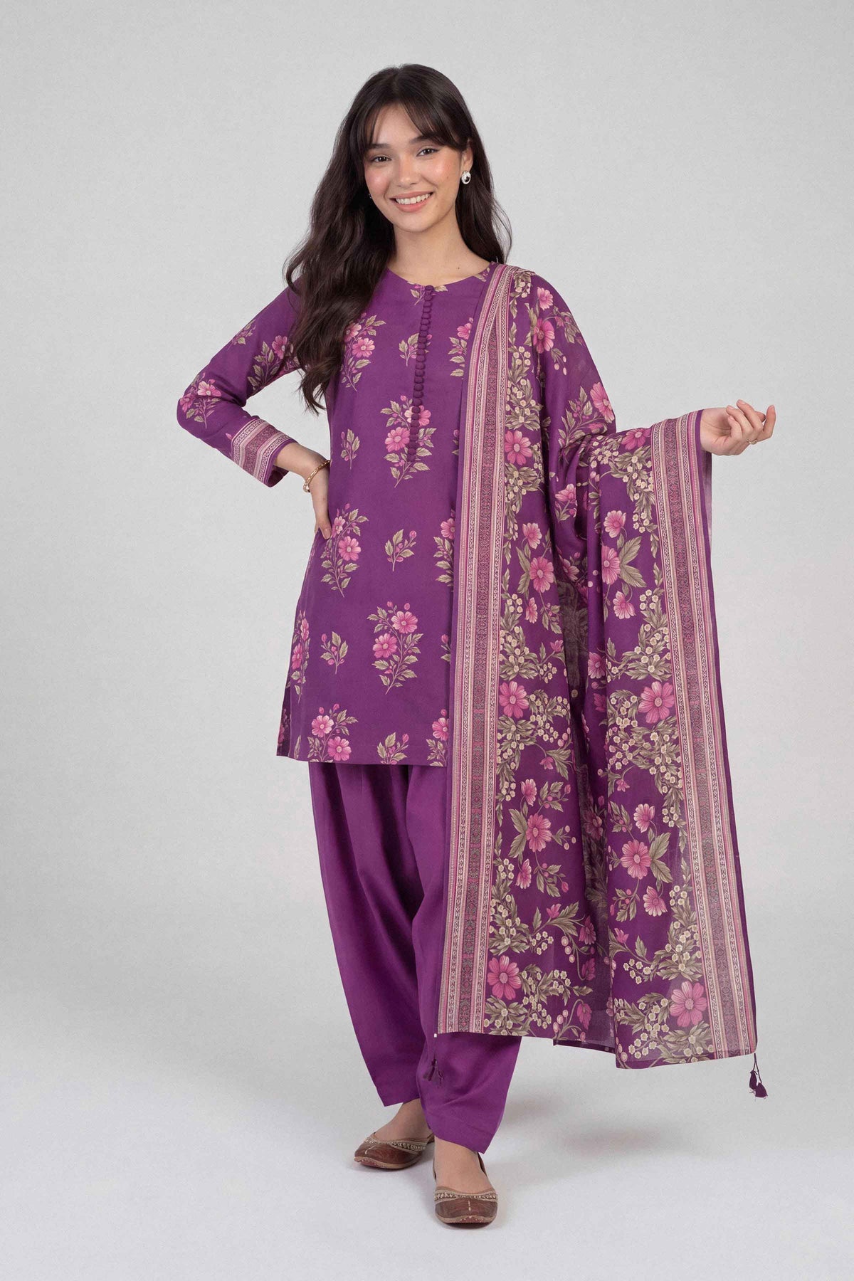 3 Piece - Dyed Printed Loose Fabric - 42604046 for Women - Fredoom To Buy Collection | Nishat | Shop Online