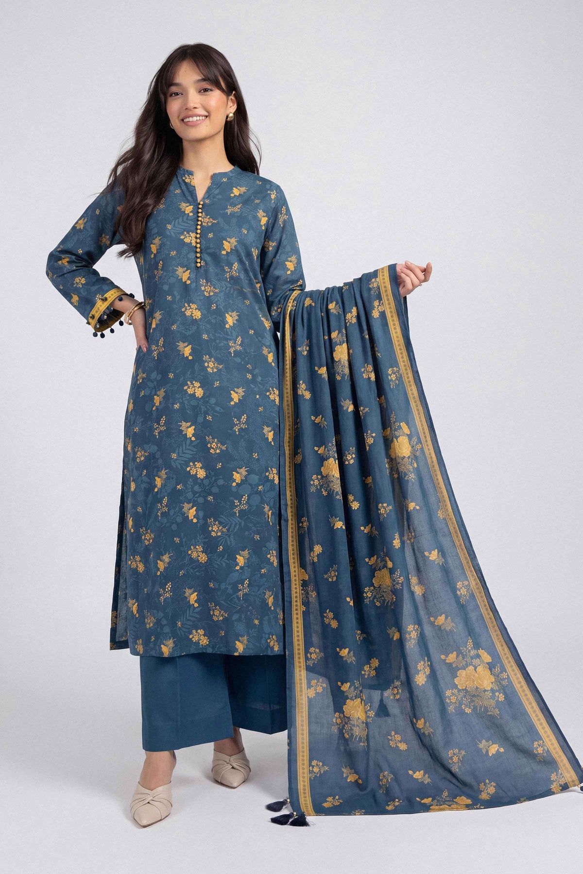 3 Piece - Dyed Printed Loose Fabric - 42604047 for Women - Fredoom To Buy Collection | Nishat | Shop Online