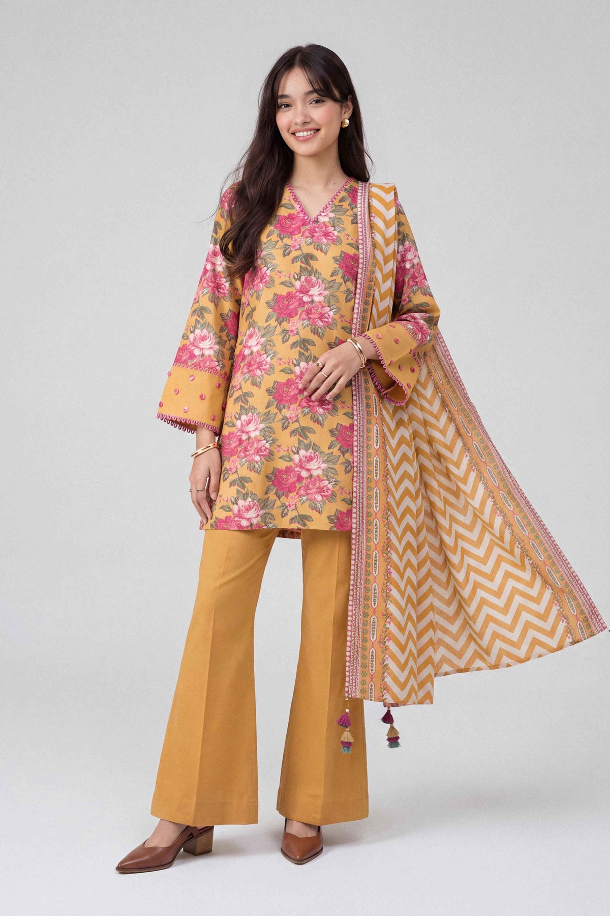 3 Piece - Dyed Printed Loose Fabric - 42604048 for Women - Fredoom To Buy Collection | Nishat | Shop Online