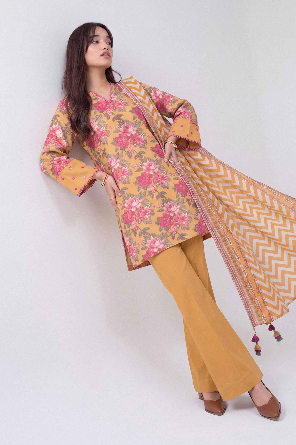 3 Piece - Dyed Printed Loose Fabric - 42604048 for Women - Fredoom To Buy Collection | Nishat | Shop Online