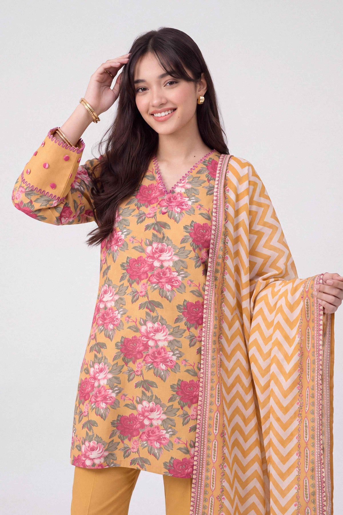 3 Piece - Dyed Printed Loose Fabric - 42604048 for Women - Fredoom To Buy Collection | Nishat | Shop Online