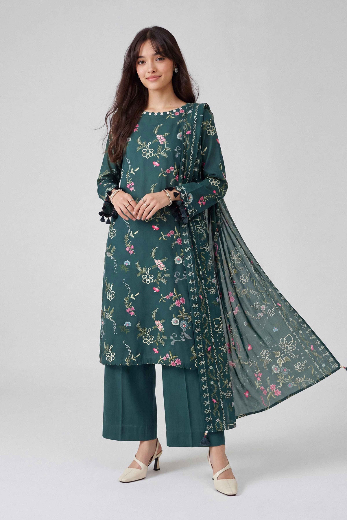3 Piece - Dyed Printed Loose Fabric - 42604055 for Women - Fredoom To Buy Collection | Nishat | Shop Online