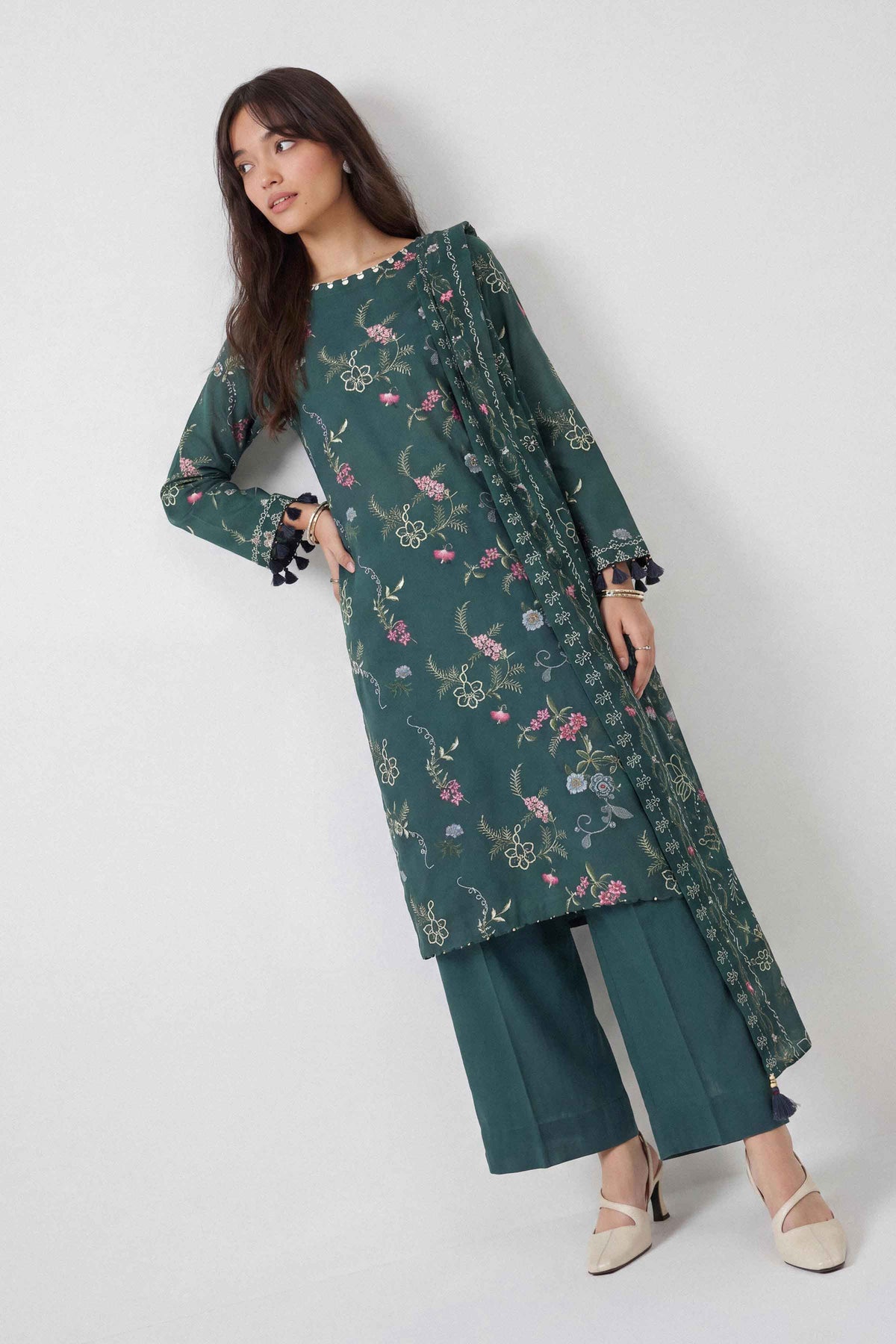 3 Piece - Dyed Printed Loose Fabric - 42604055 for Women - Fredoom To Buy Collection | Nishat | Shop Online