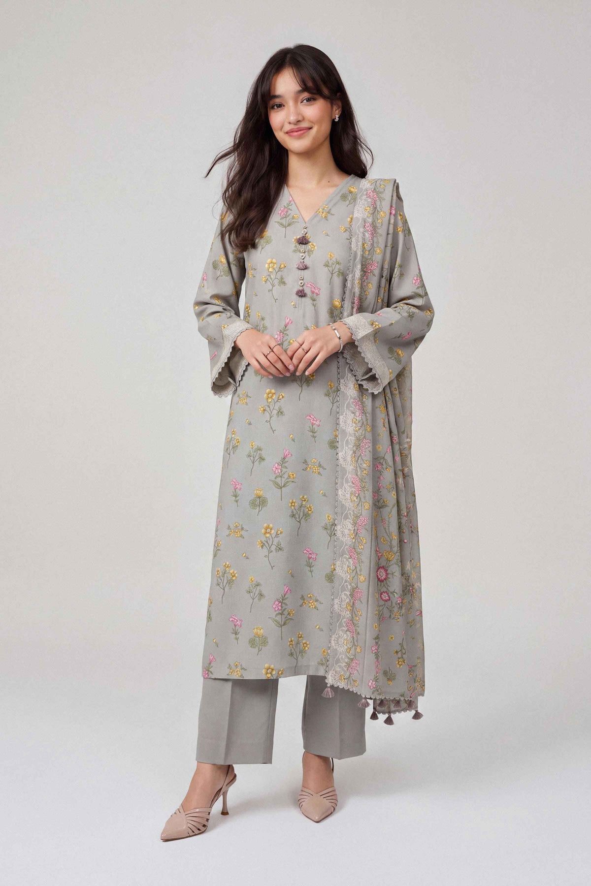 3 Piece - Dyed Printed Loose Fabric - 42604057 for Women - Fredoom To Buy Collection | Nishat | Shop Online