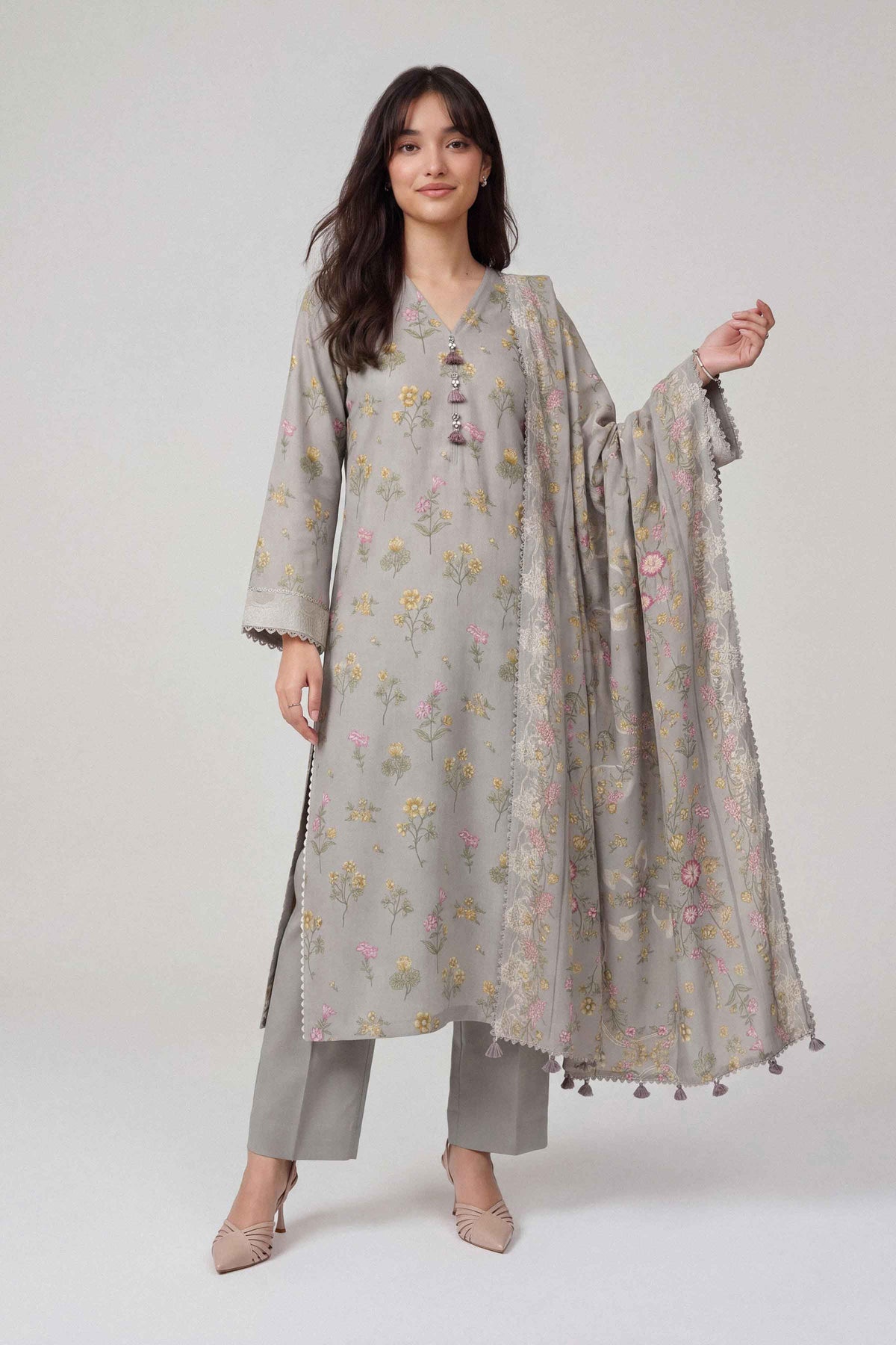 3 Piece - Dyed Printed Loose Fabric - 42604057 for Women - Fredoom To Buy Collection | Nishat | Shop Online