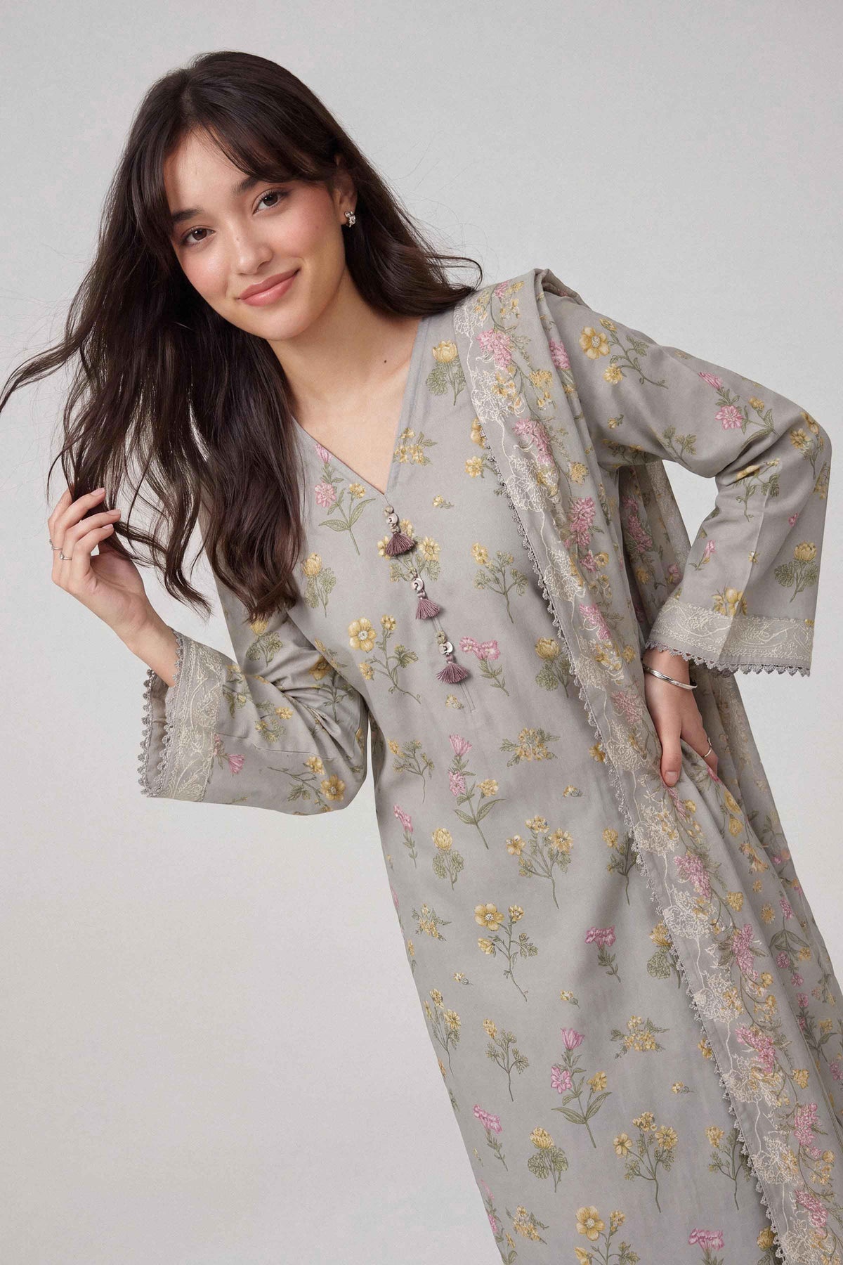 3 Piece - Dyed Printed Loose Fabric - 42604057 for Women - Fredoom To Buy Collection | Nishat | Shop Online