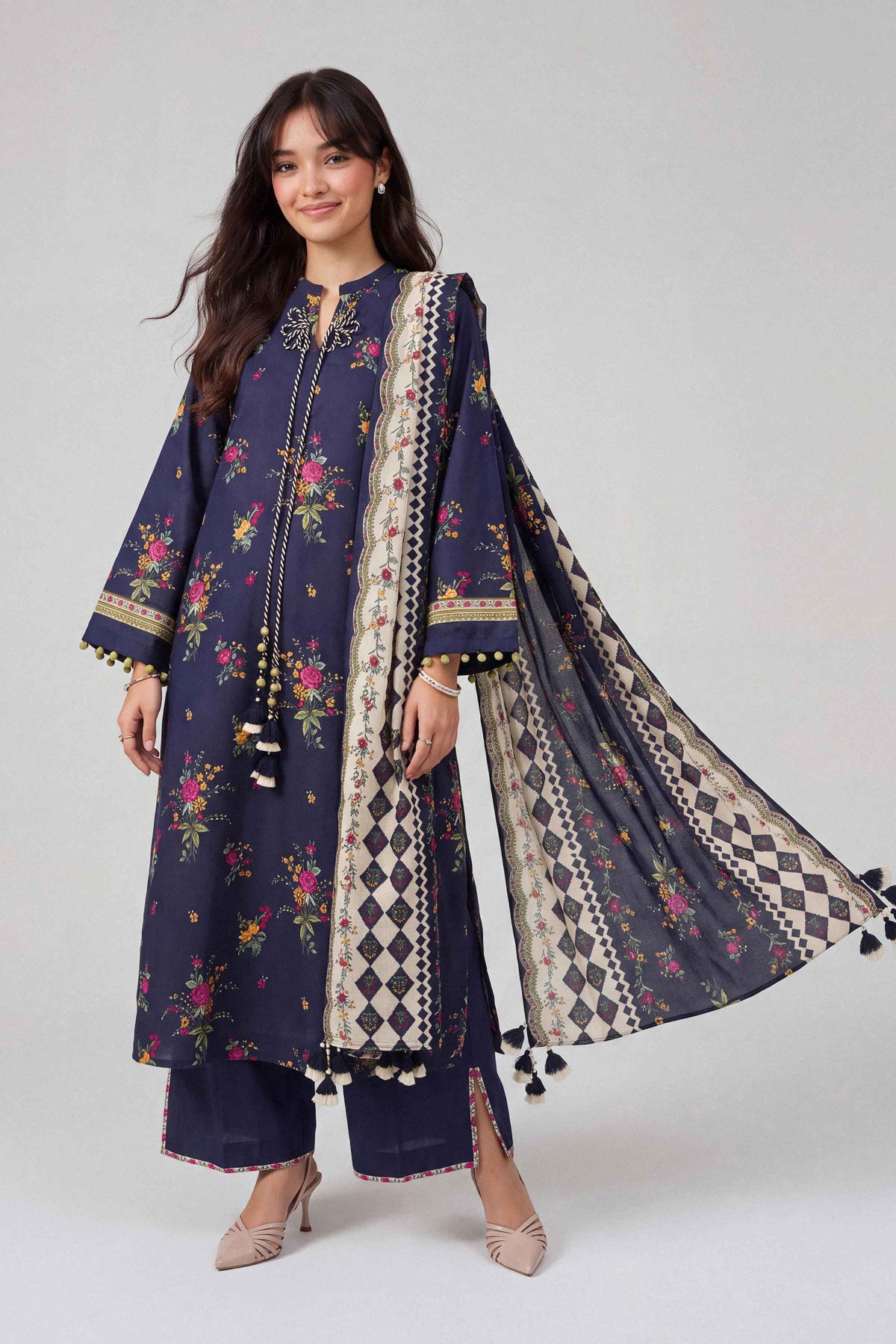 3 Piece - Dyed Printed Loose Fabric - 42604059 for Women - Fredoom To Buy Collection | Nishat | Shop Online