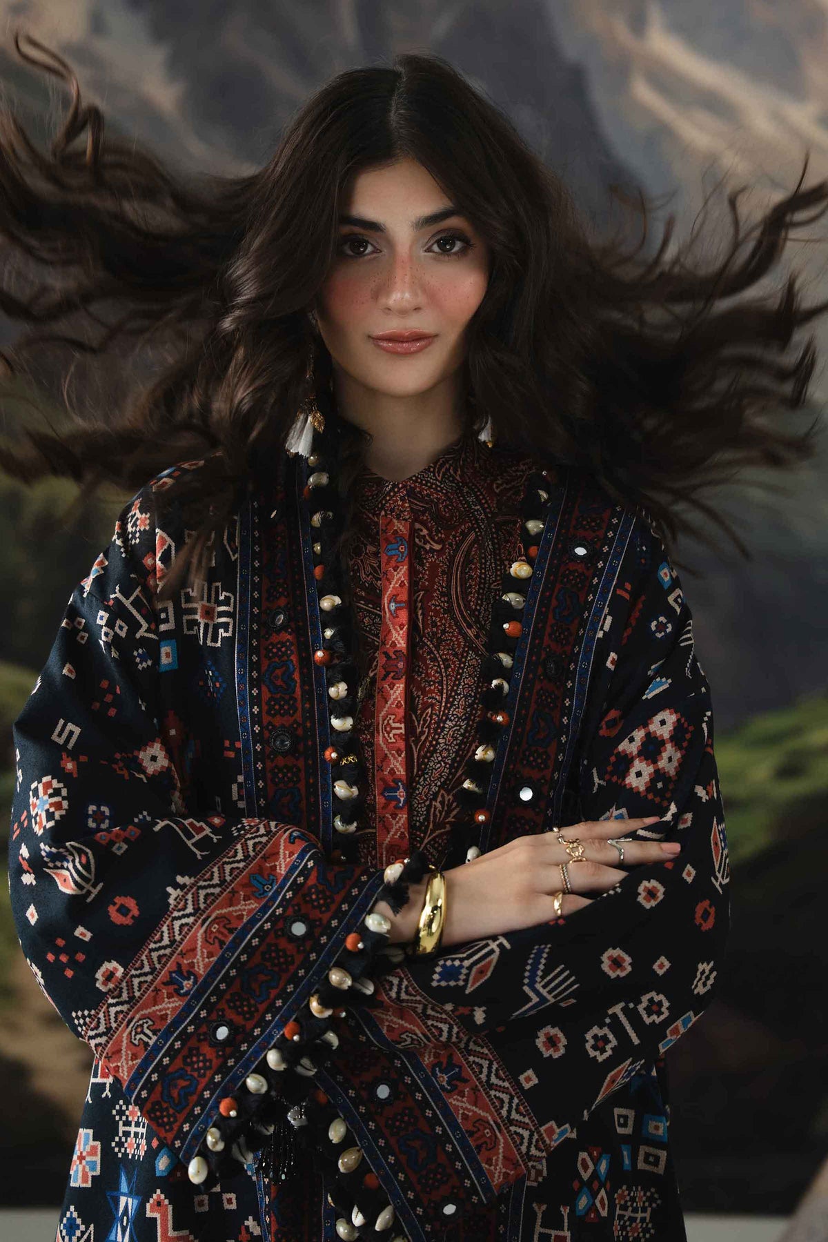 3 Piece - Dyed Printed Loose Fabric - 42604064