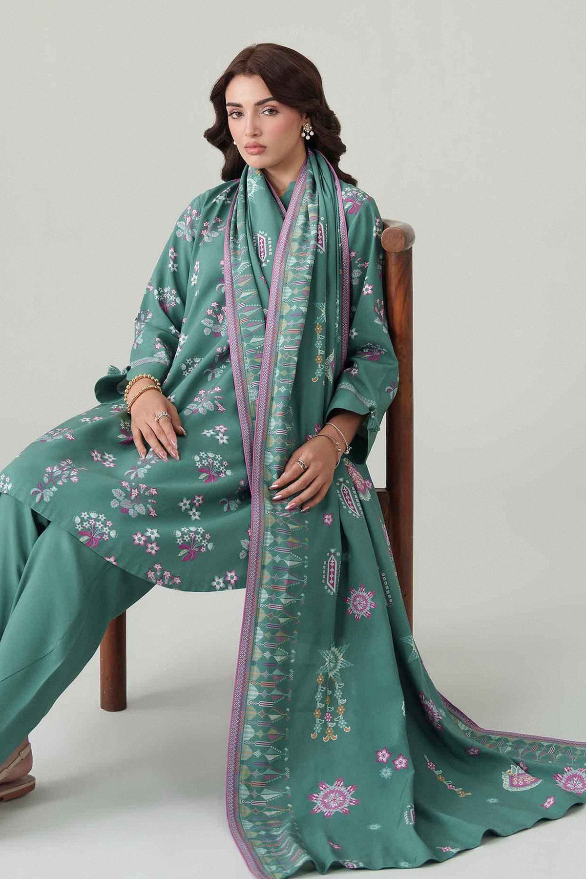 3 Piece - Digital Dyed Printed Loose Fabric - 42604090