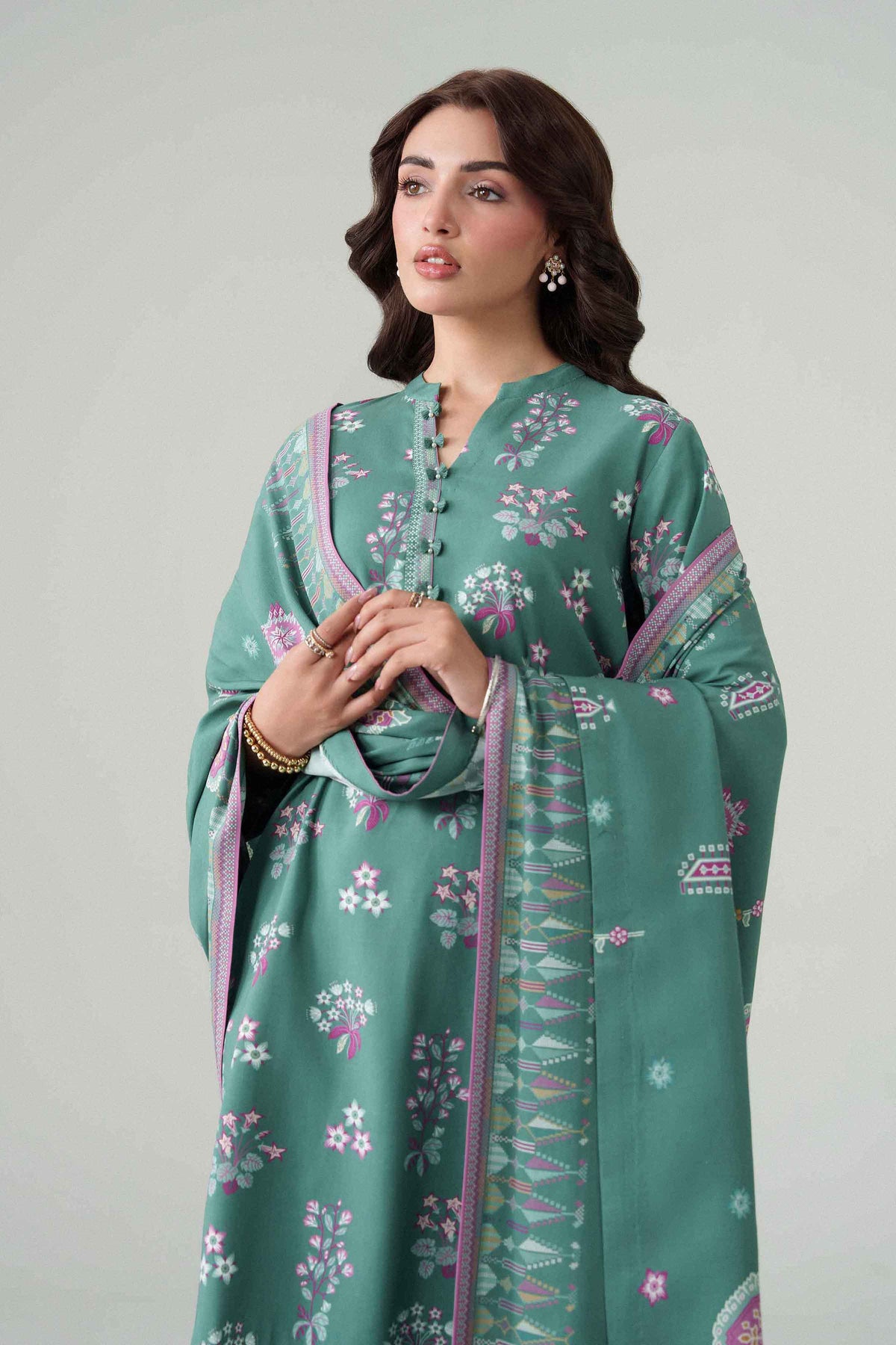 3 Piece - Digital Dyed Printed Loose Fabric - 42604090