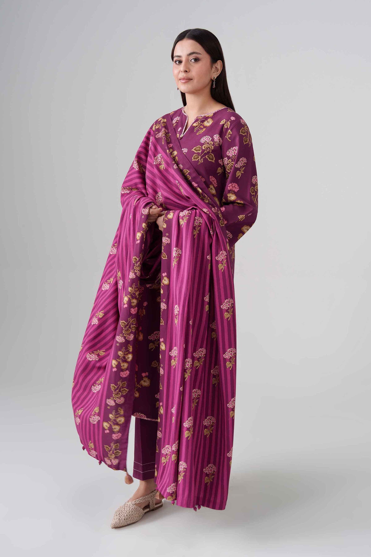 3 Piece - Digital Dyed Printed Loose Fabric - 42604091