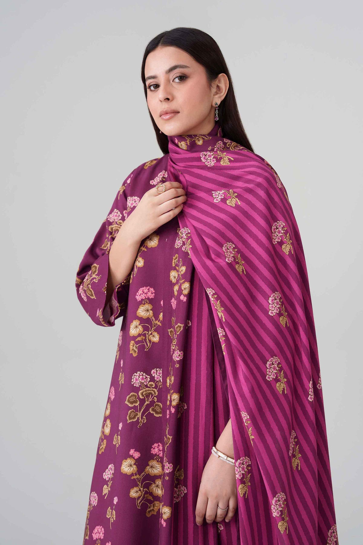 3 Piece - Digital Dyed Printed Loose Fabric - 42604091
