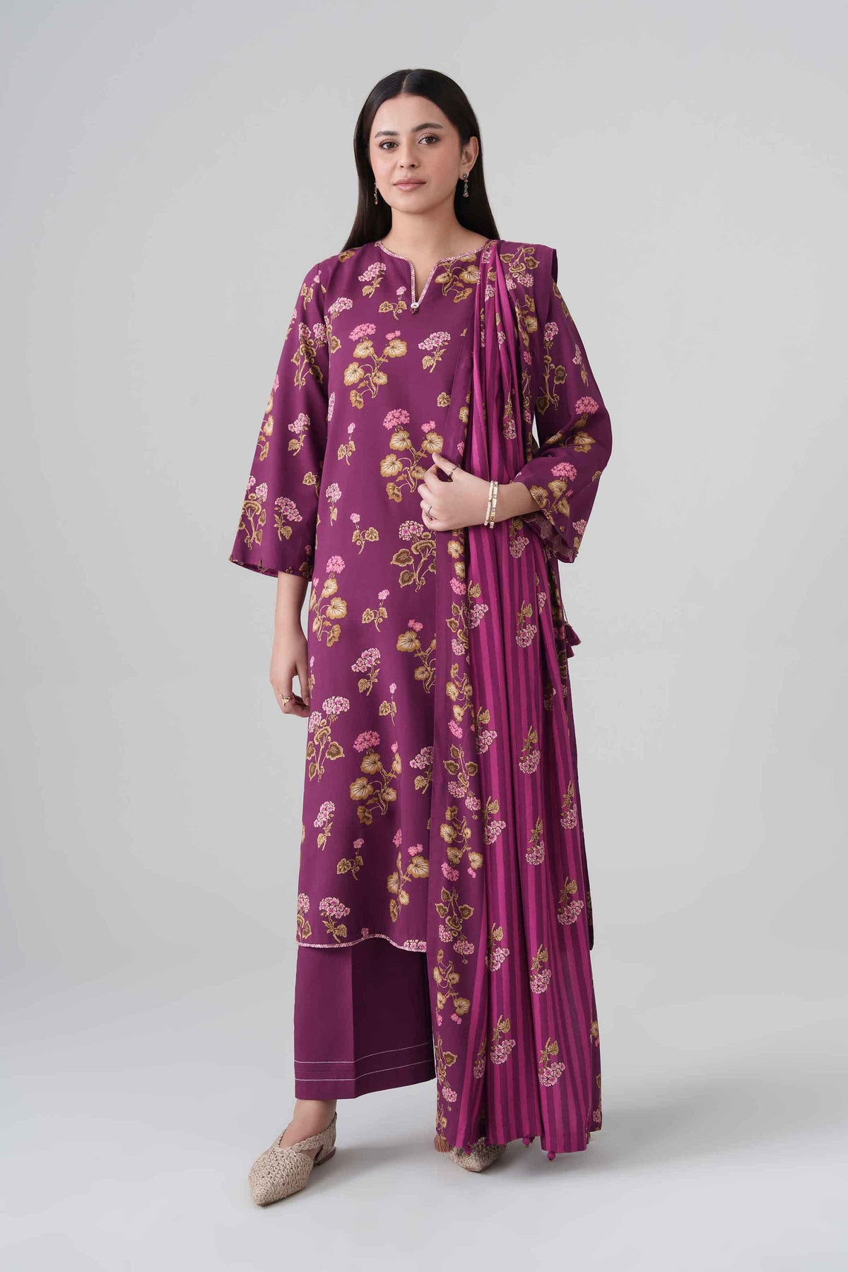 3 Piece - Digital Dyed Printed Loose Fabric - 42604091