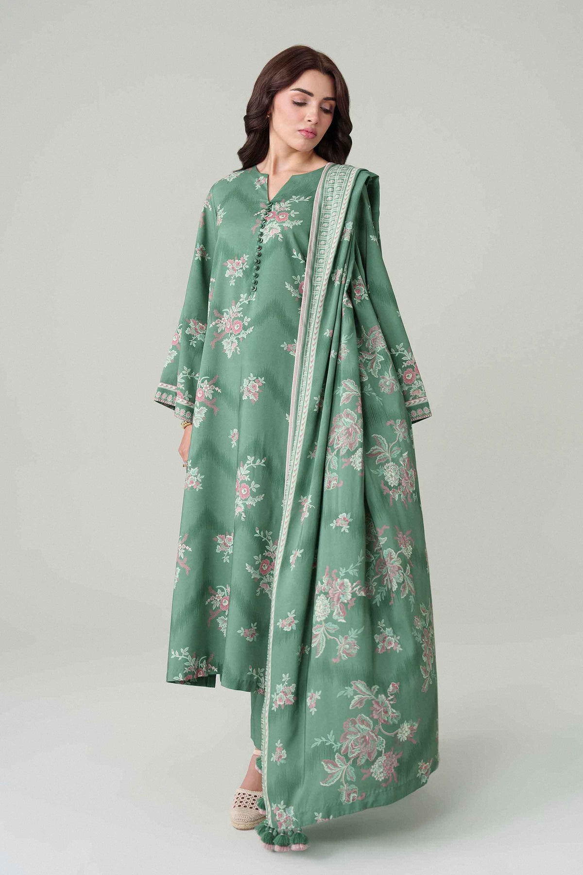 3 Piece - Digital Dyed Printed Loose Fabric - 42604092