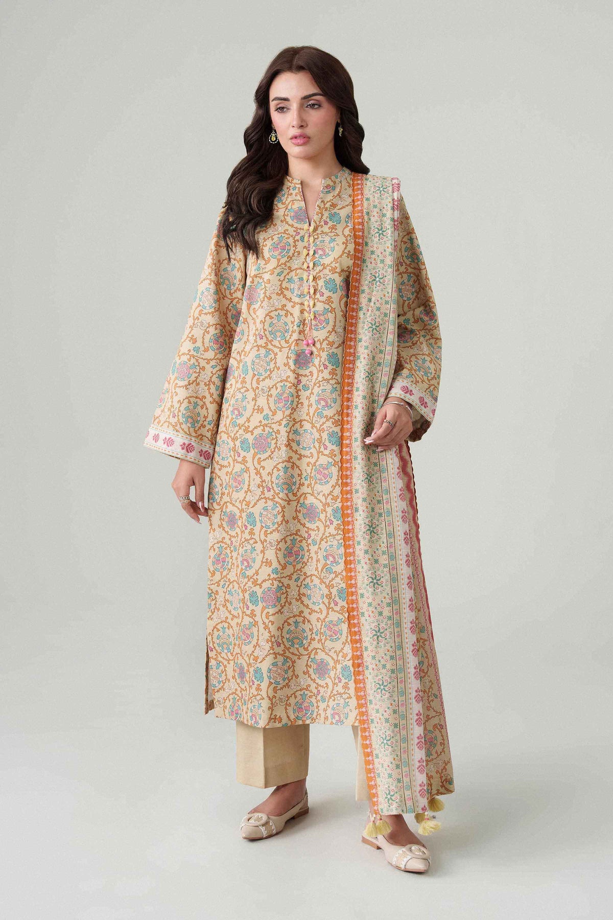 3 Piece - Dyed Printed Loose Fabric - 42604066
