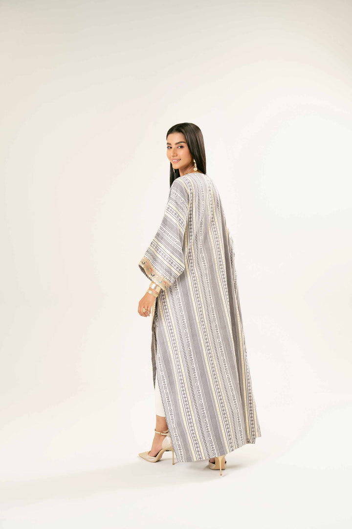 Basic Off White Jacquard Kaftan