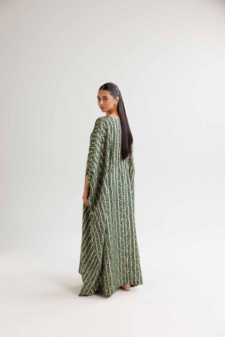 Monar Gold Green Printed Winter Kaftan