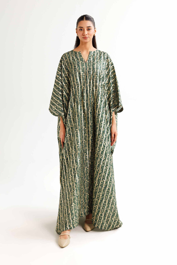 Monar Gold Green Printed Winter Kaftan