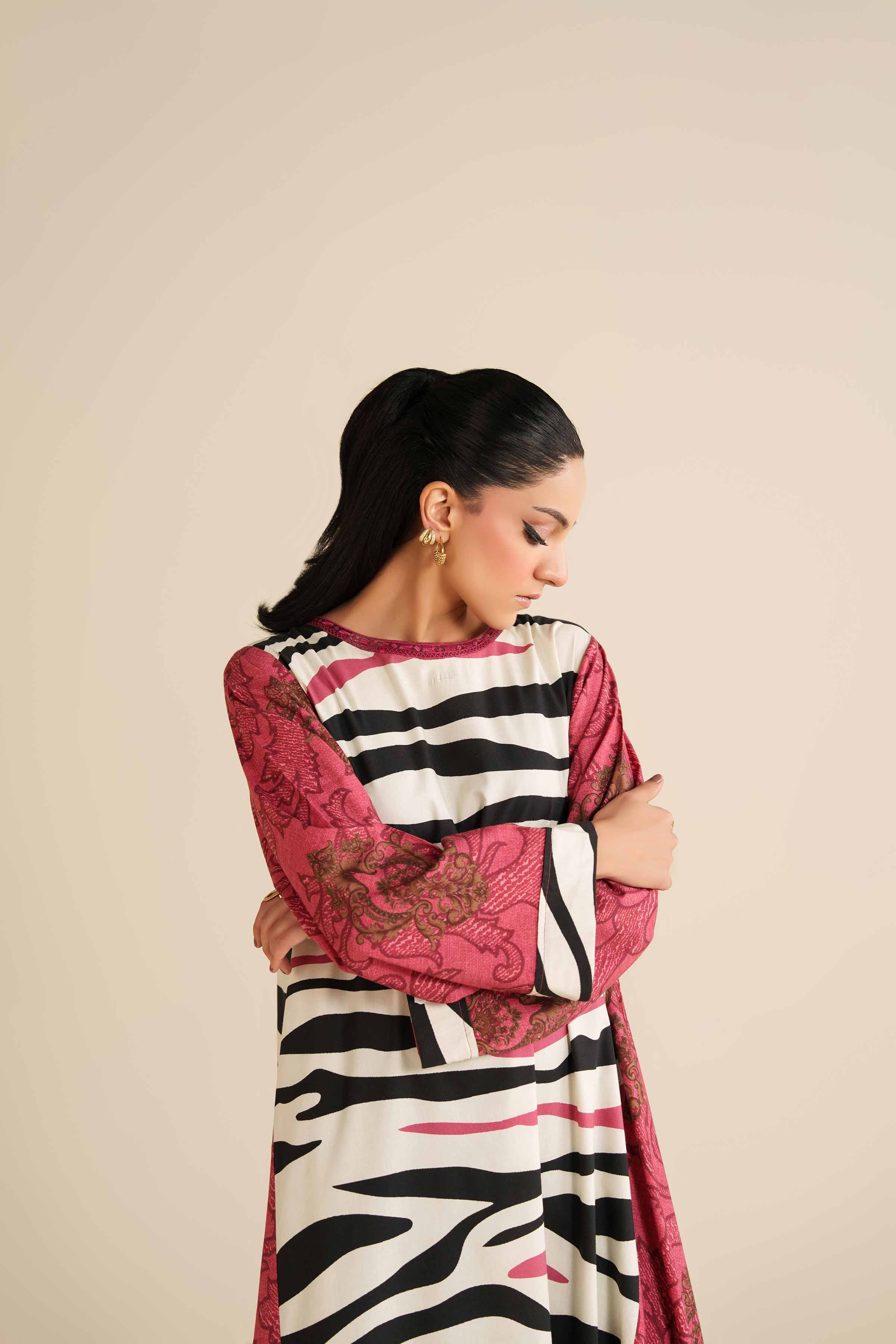 Printed Dress - FW25-12 for Women - Pret Collection | Nishat | Shop Online