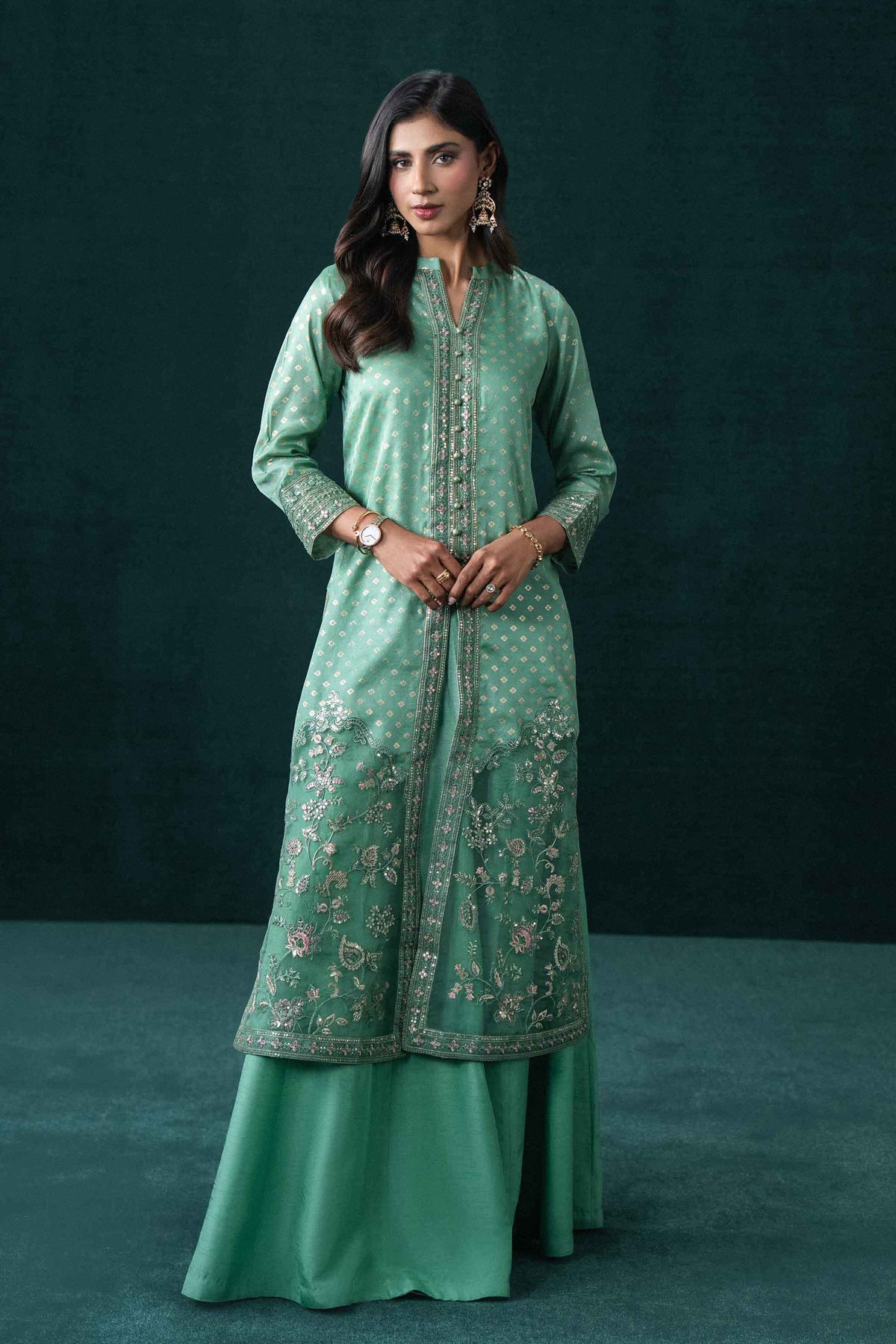 2 Piece - Printed Embroidered Suit - KBS26-134