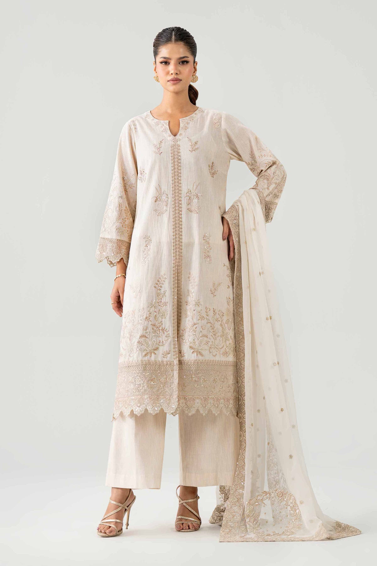 3 Piece - Printed Embroidered Suit - KBS26-82