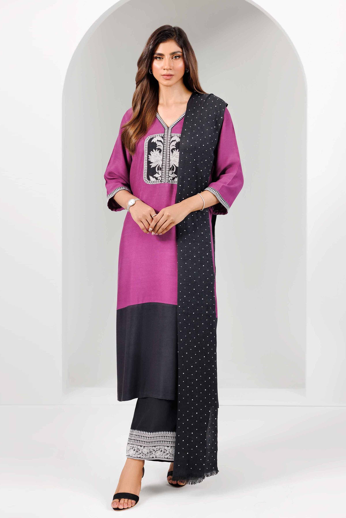 3 Piece - Embroidered Suit - KBW25-40