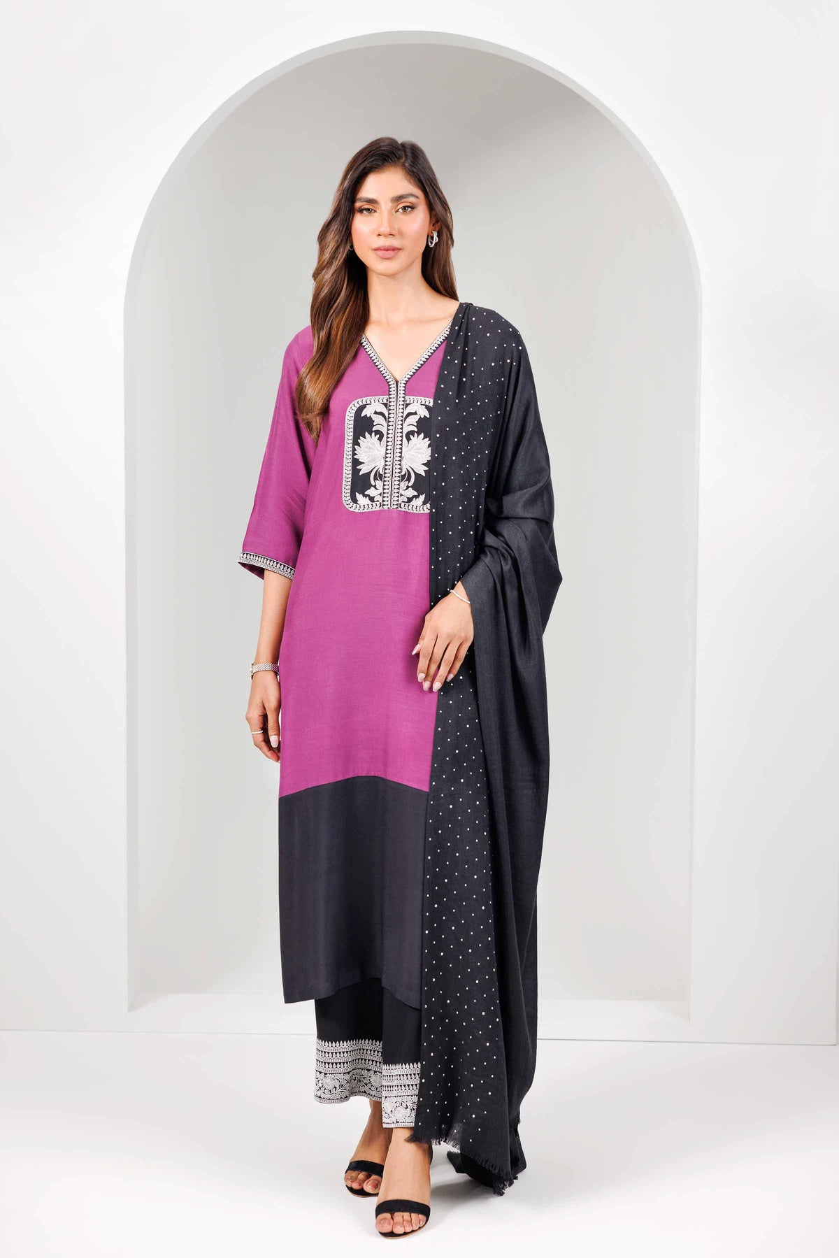 3 Piece - Embroidered Suit - KBW25-40