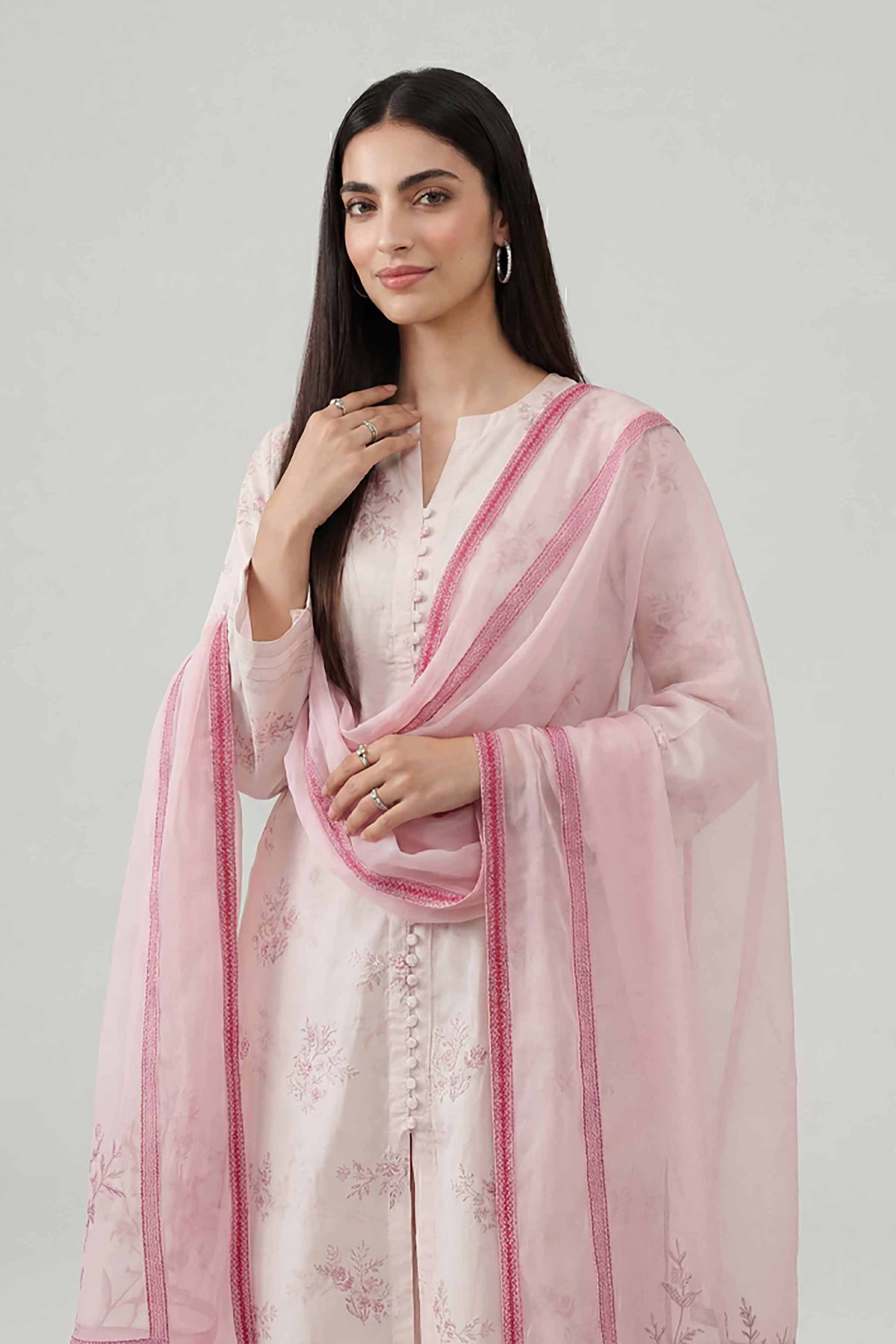 3 Piece - Printed Embroidered Suit - KFE26-107