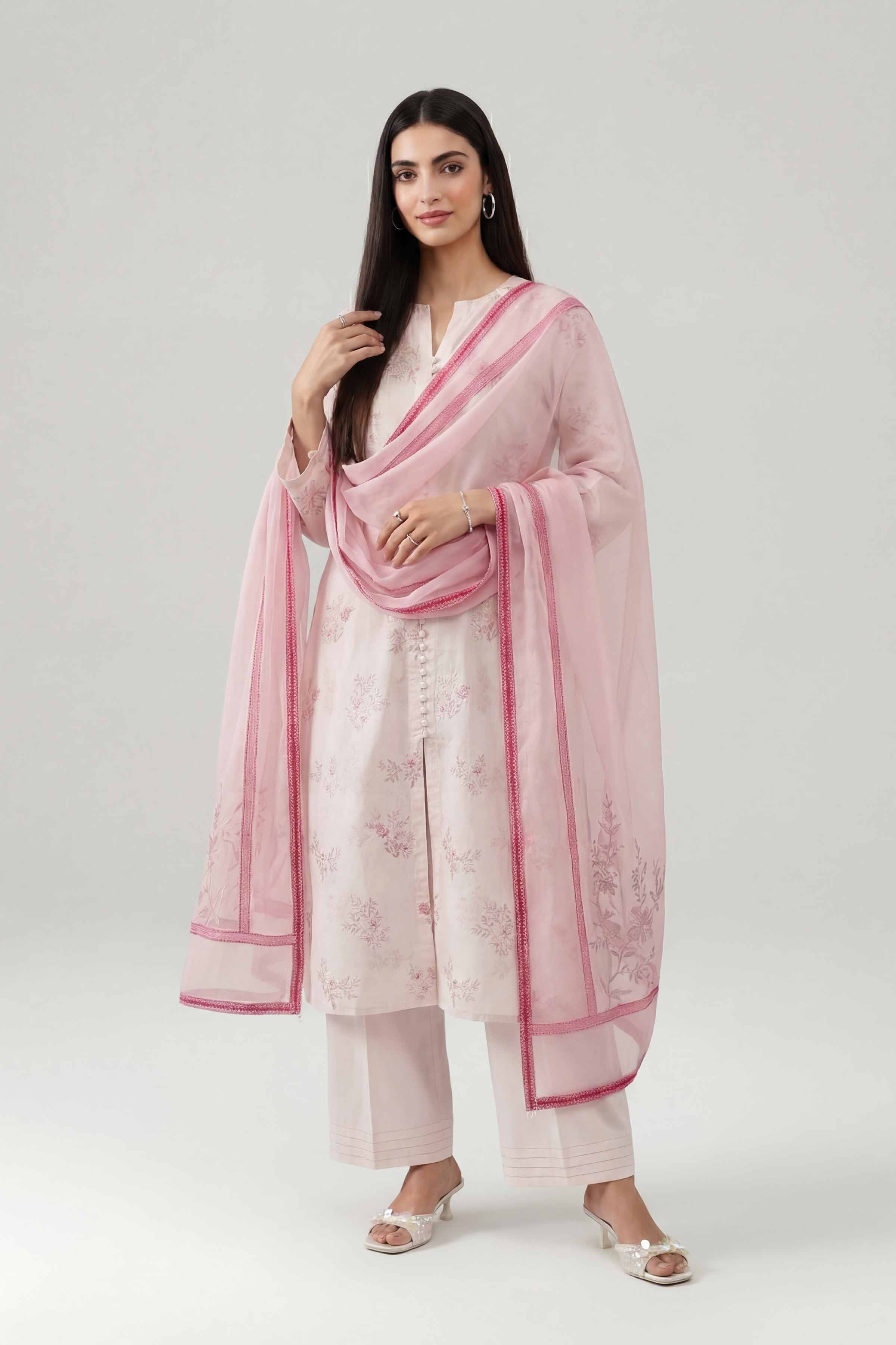 3 Piece - Printed Embroidered Suit - KFE26-107