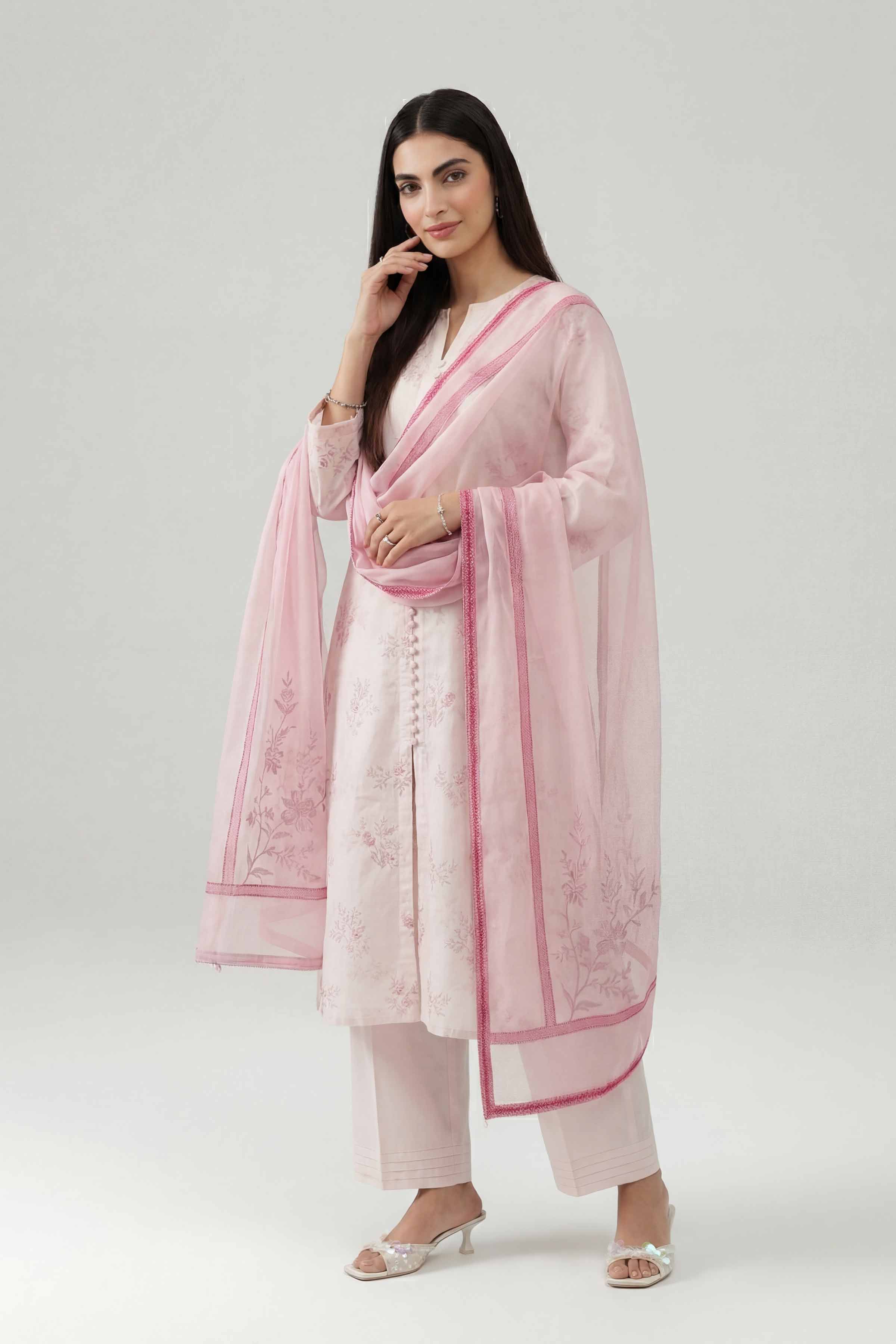 3 Piece - Printed Embroidered Suit - KFE26-107