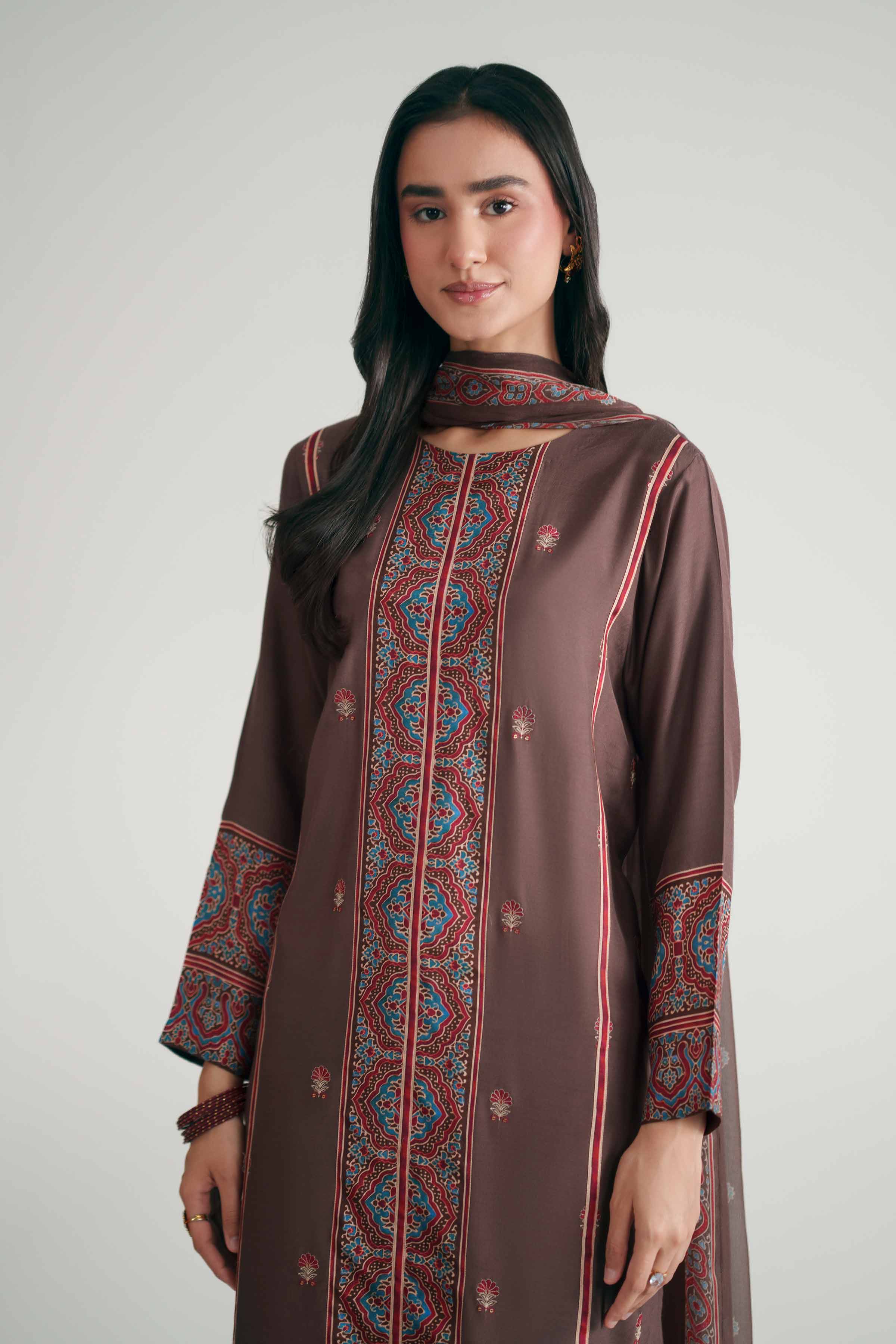 3 Piece - Printed Embroidered Suit - KFE26-110