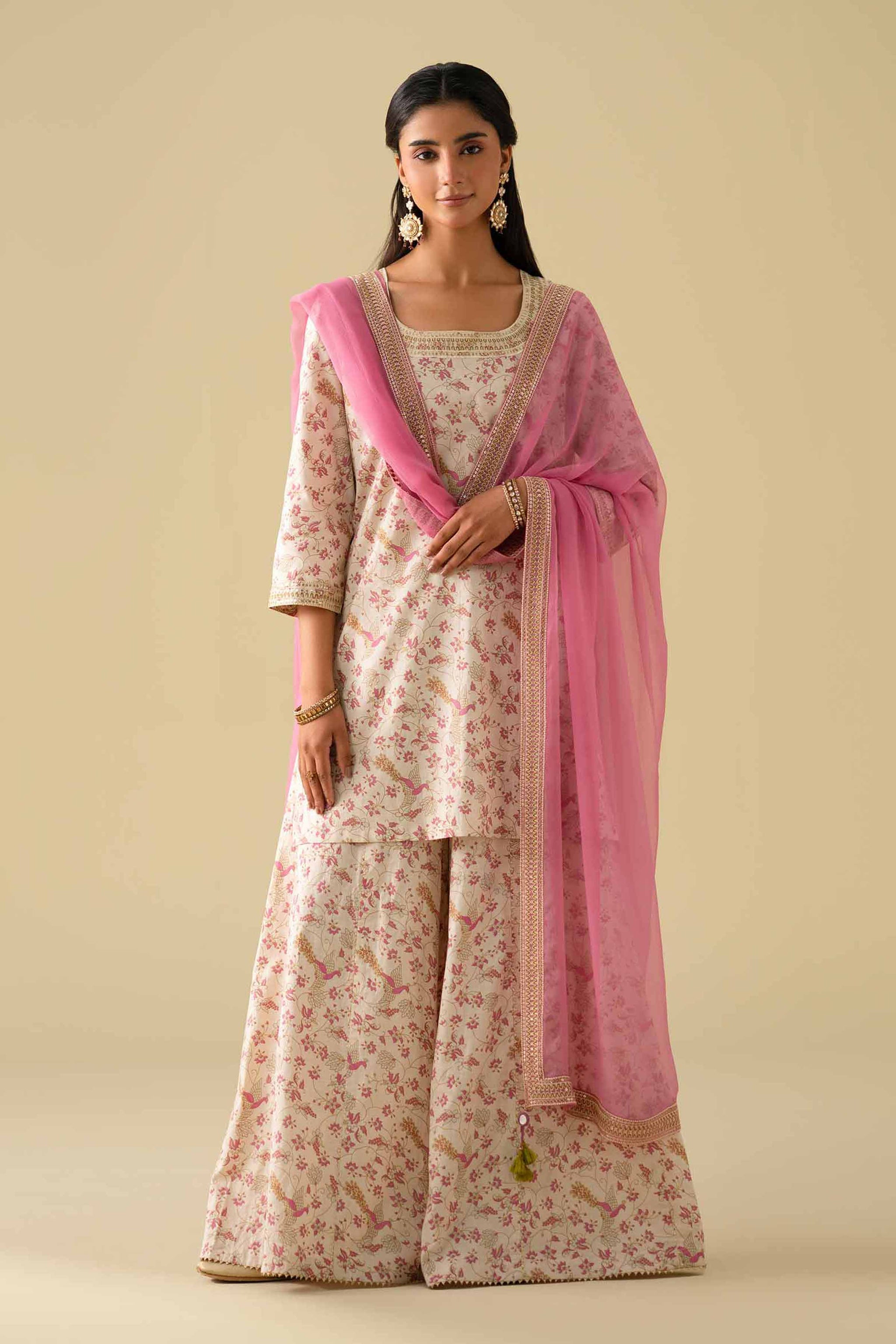 3 Piece - Printed Embroidered Suit - KFE26-117