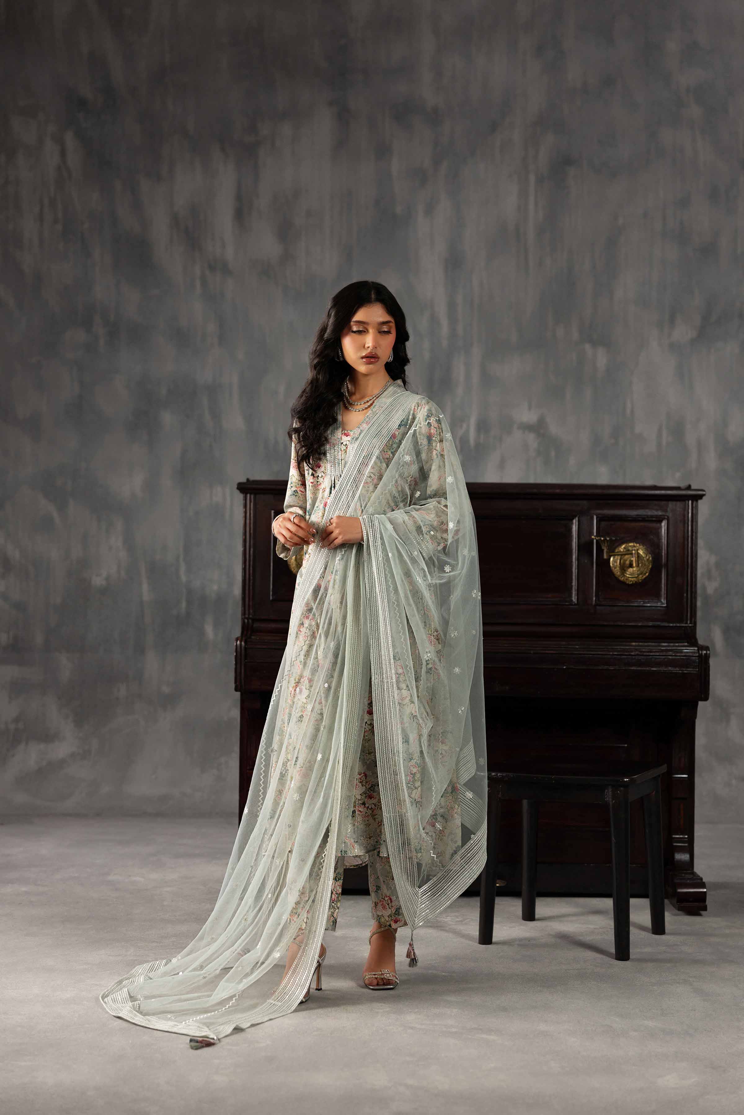 3 Piece - Printed Embroidered Suit - KFE26-130