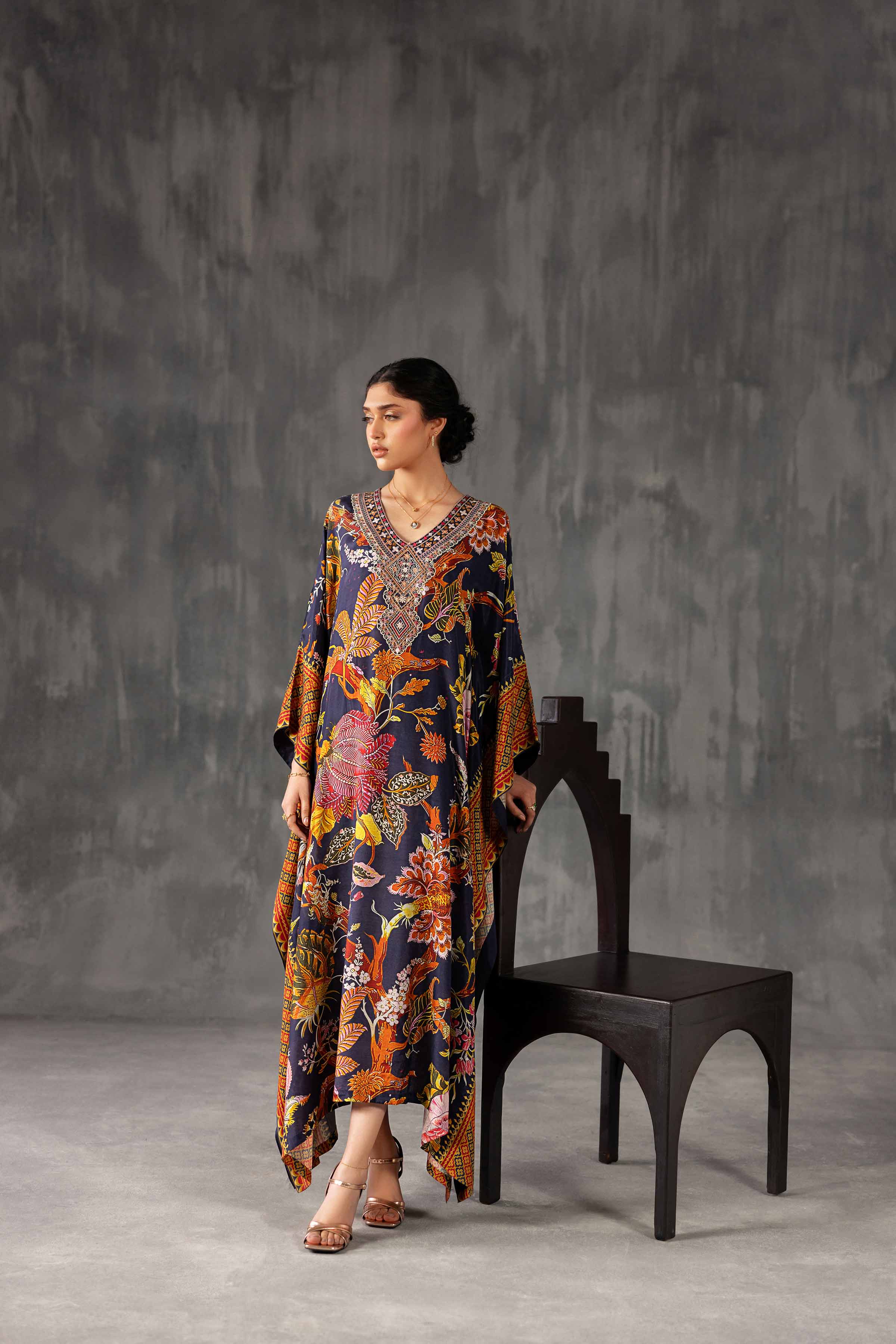 Printed Embroidered Kaftan - KFE26-134