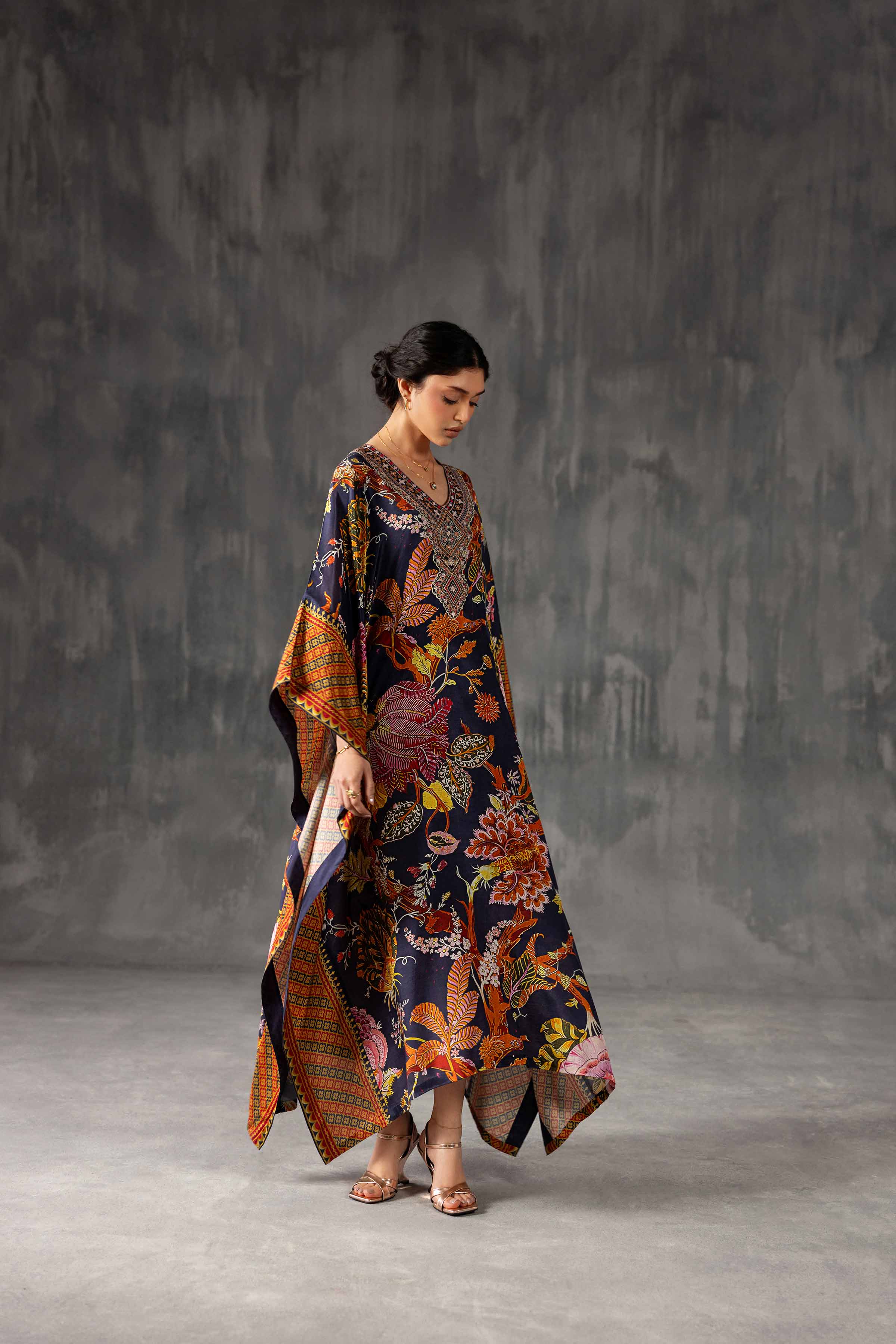 Printed Embroidered Kaftan - KFE26-134